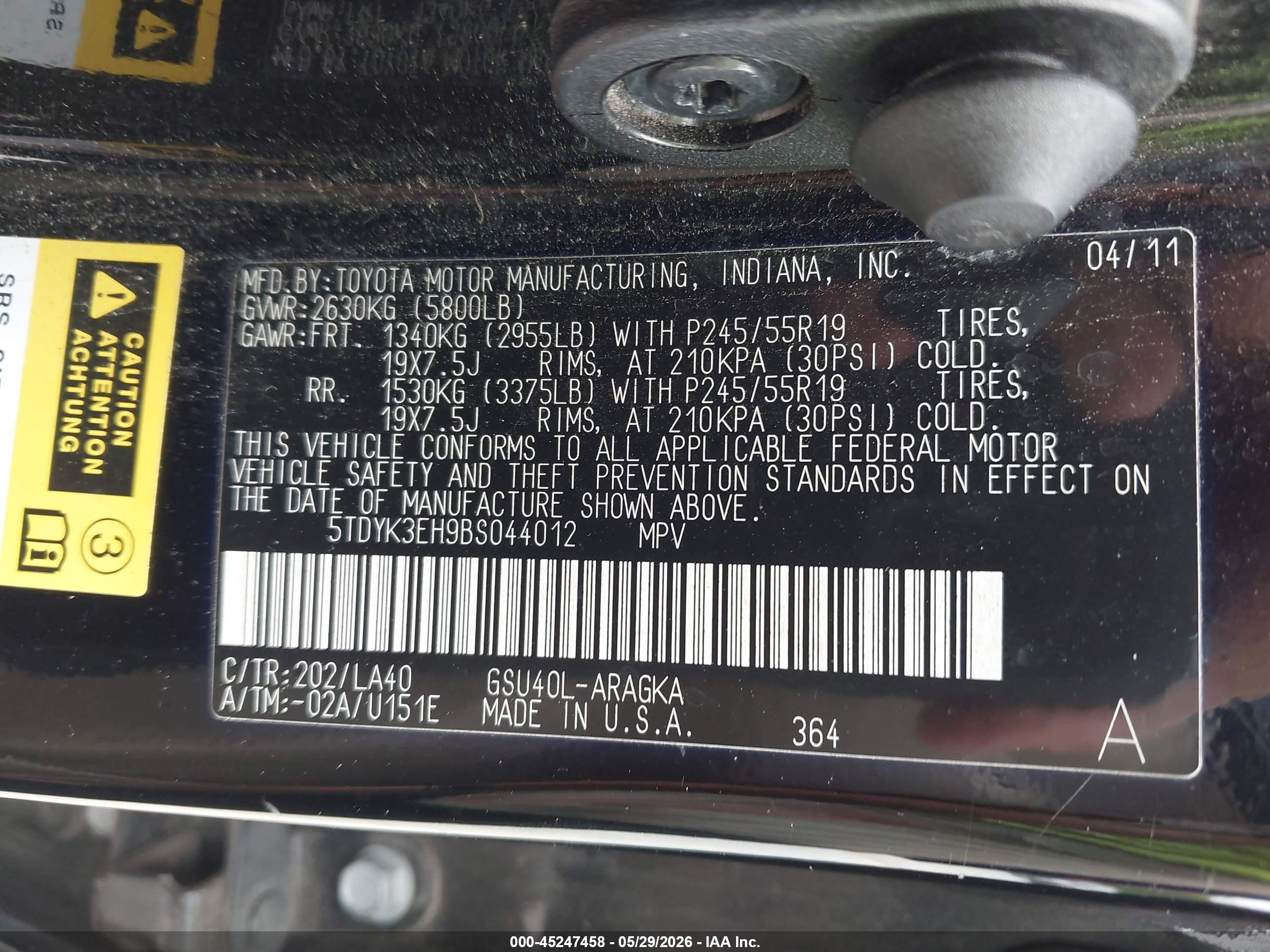 2011 Toyota Highlander Limited V6 Black vin: 5TDYK3EH9BS044012