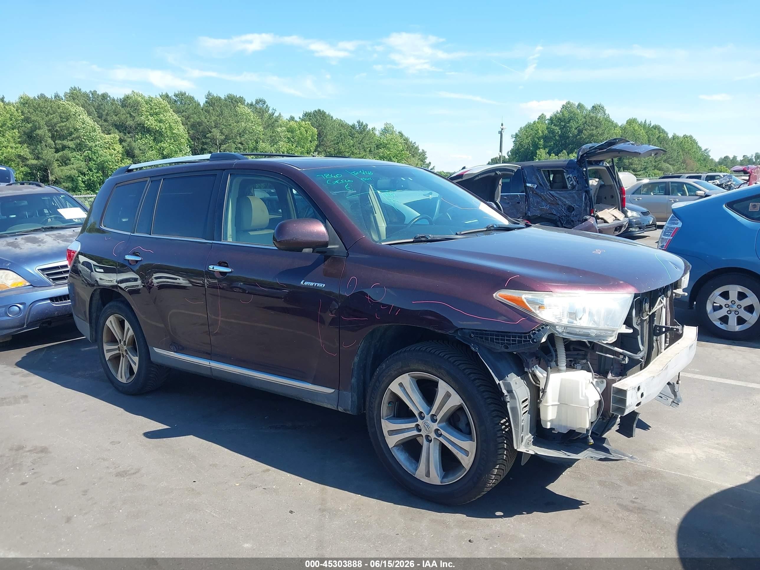 2012 Toyota Highlander Limited V6 Maroon vin: 5TDYK3EH9CS067078