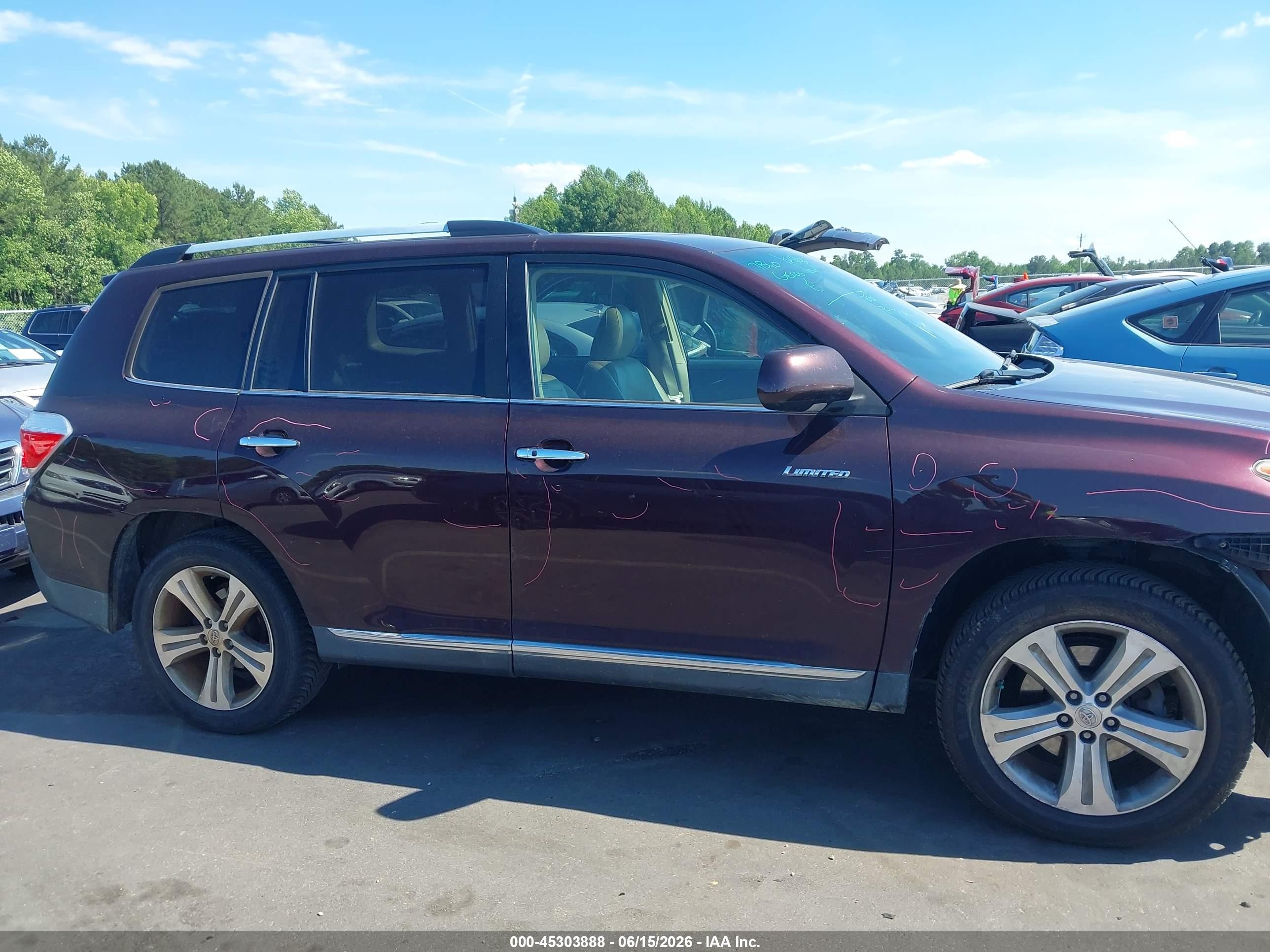 2012 Toyota Highlander Limited V6 Maroon vin: 5TDYK3EH9CS067078