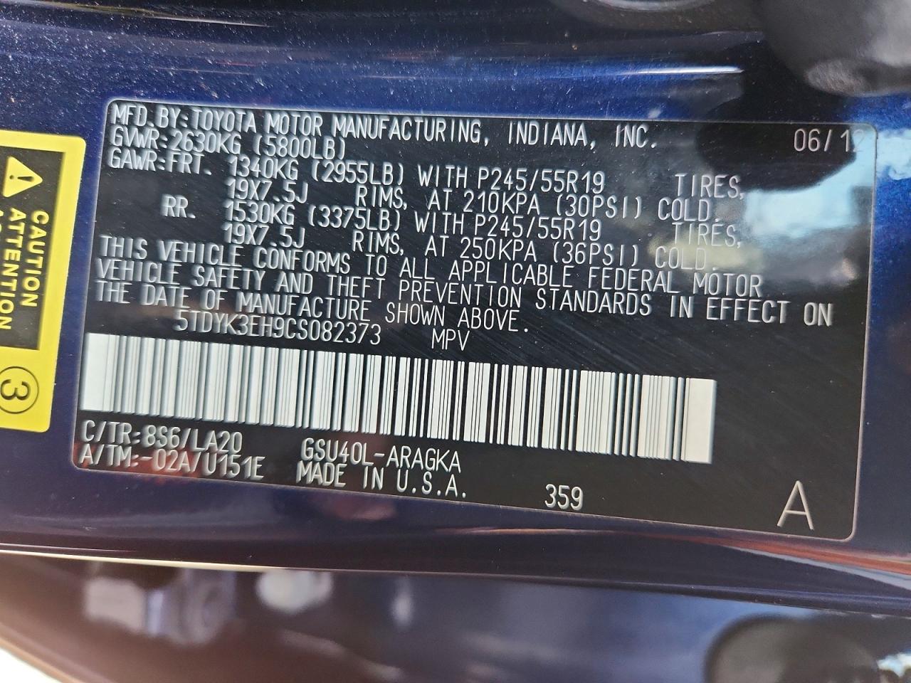 2012 Toyota Highlander Limited Blue vin: 5TDYK3EH9CS082373