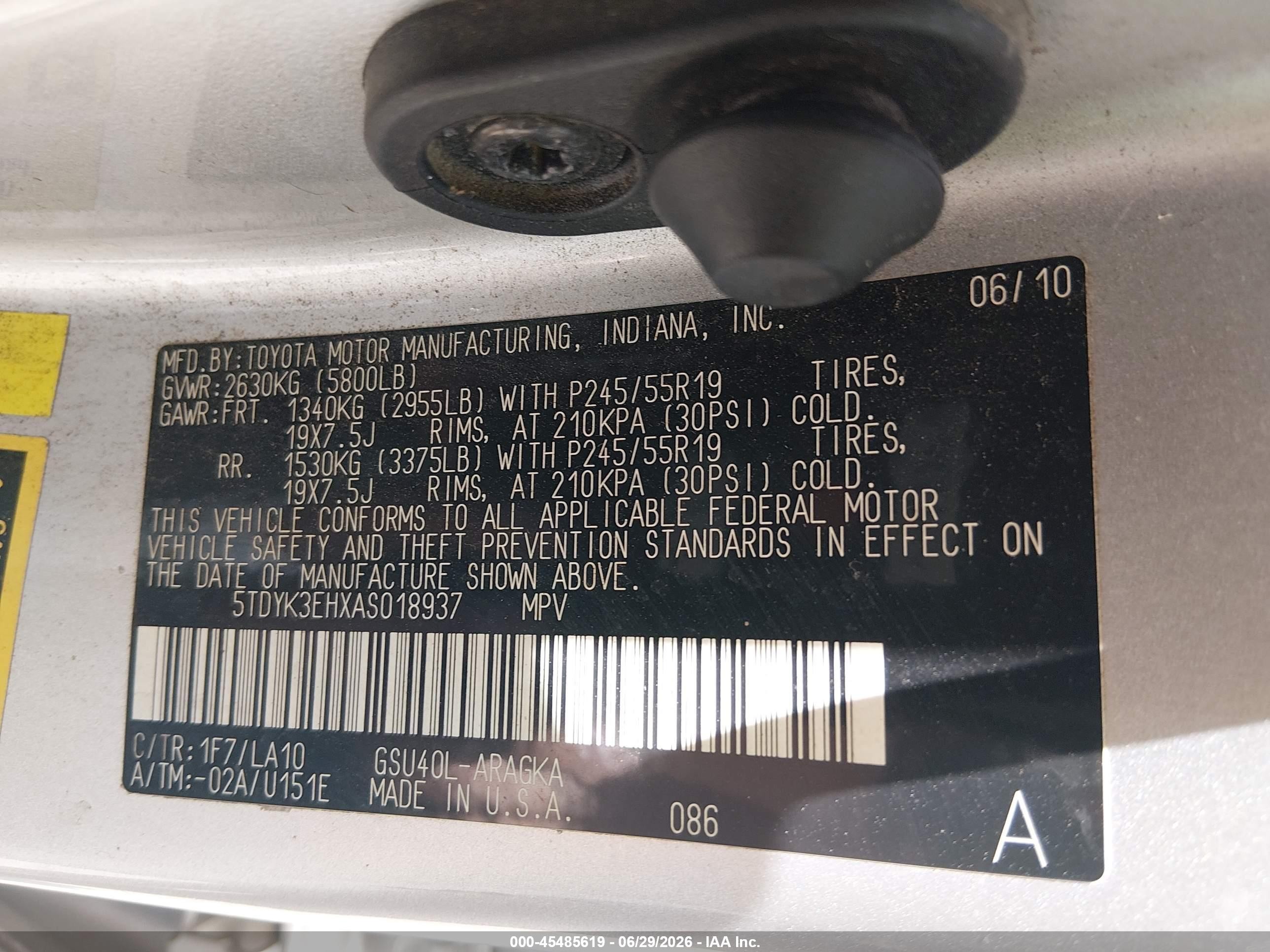 2010 Toyota Highlander Limited V6 Silver vin: 5TDYK3EHXAS018937