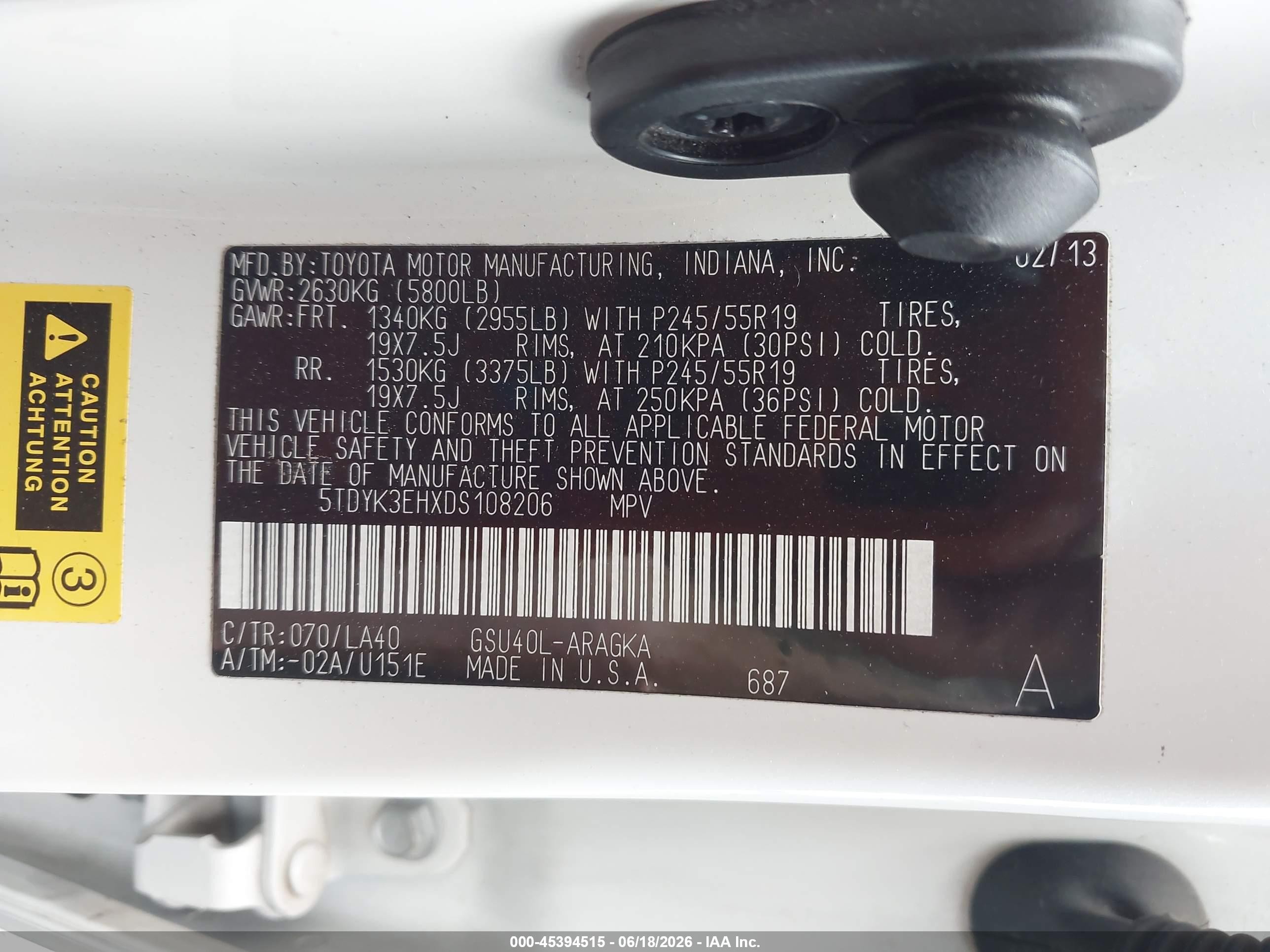 2013 Toyota Highlander Limited V6 White vin: 5TDYK3EHXDS108206