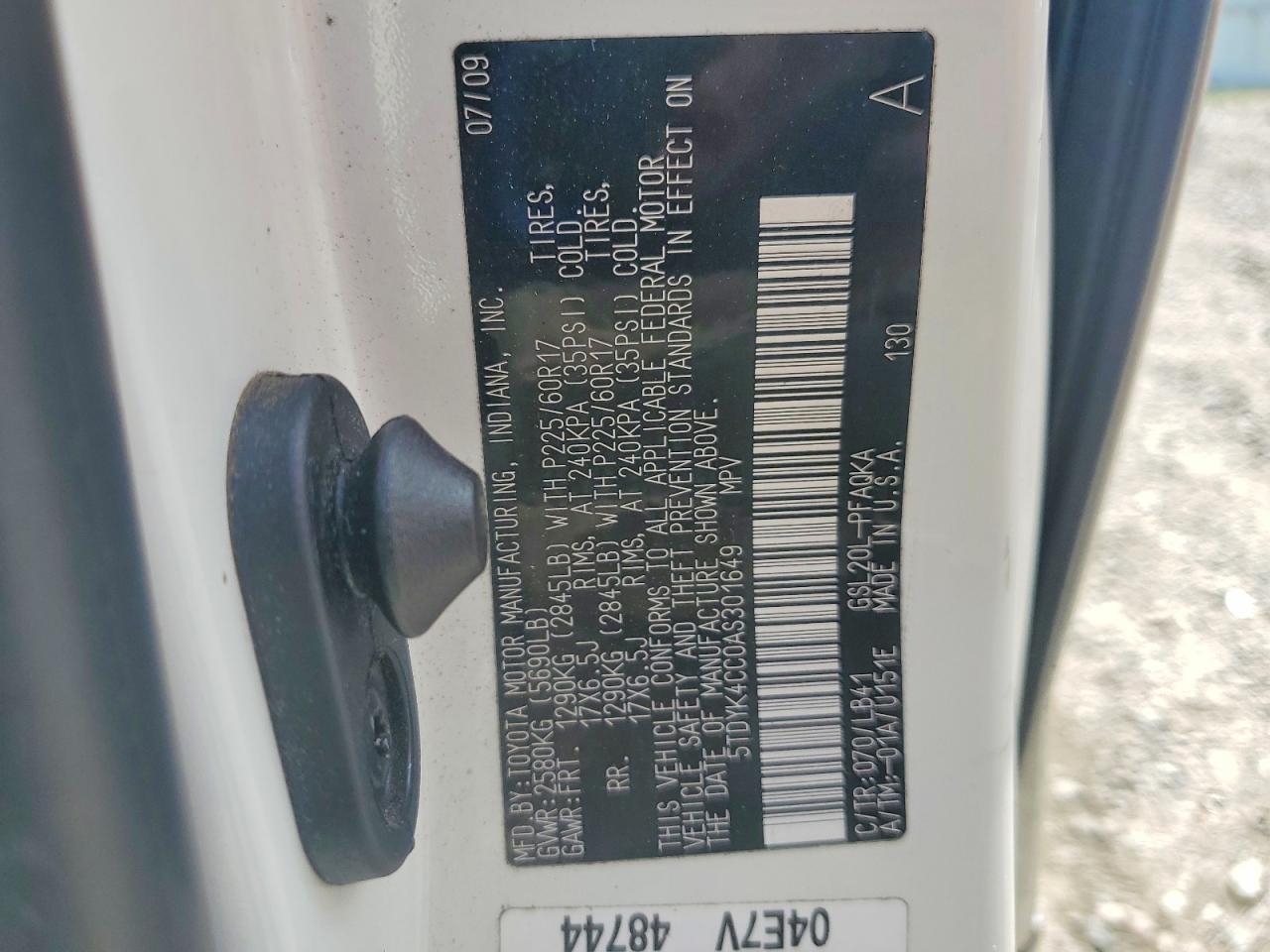2010 Toyota Sienna Xle Limited White vin: 5TDYK4CC0AS301649