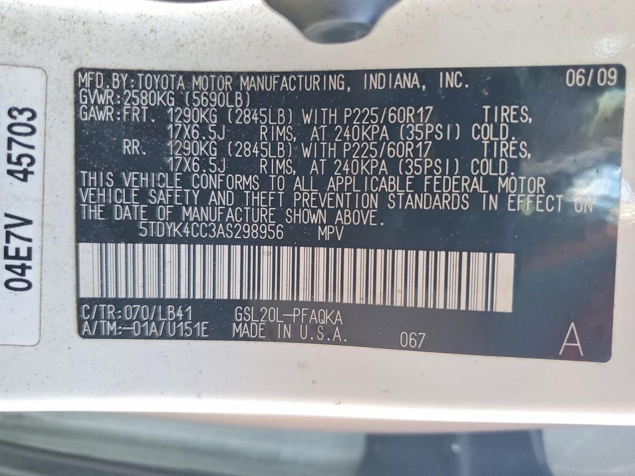 2010 Toyota Sienna Xle Limited White vin: 5TDYK4CC3AS298956