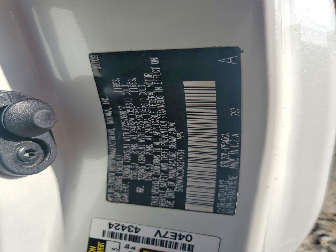 2010 Toyota Sienna Xle White vin: 5TDYK4CC3AS314704