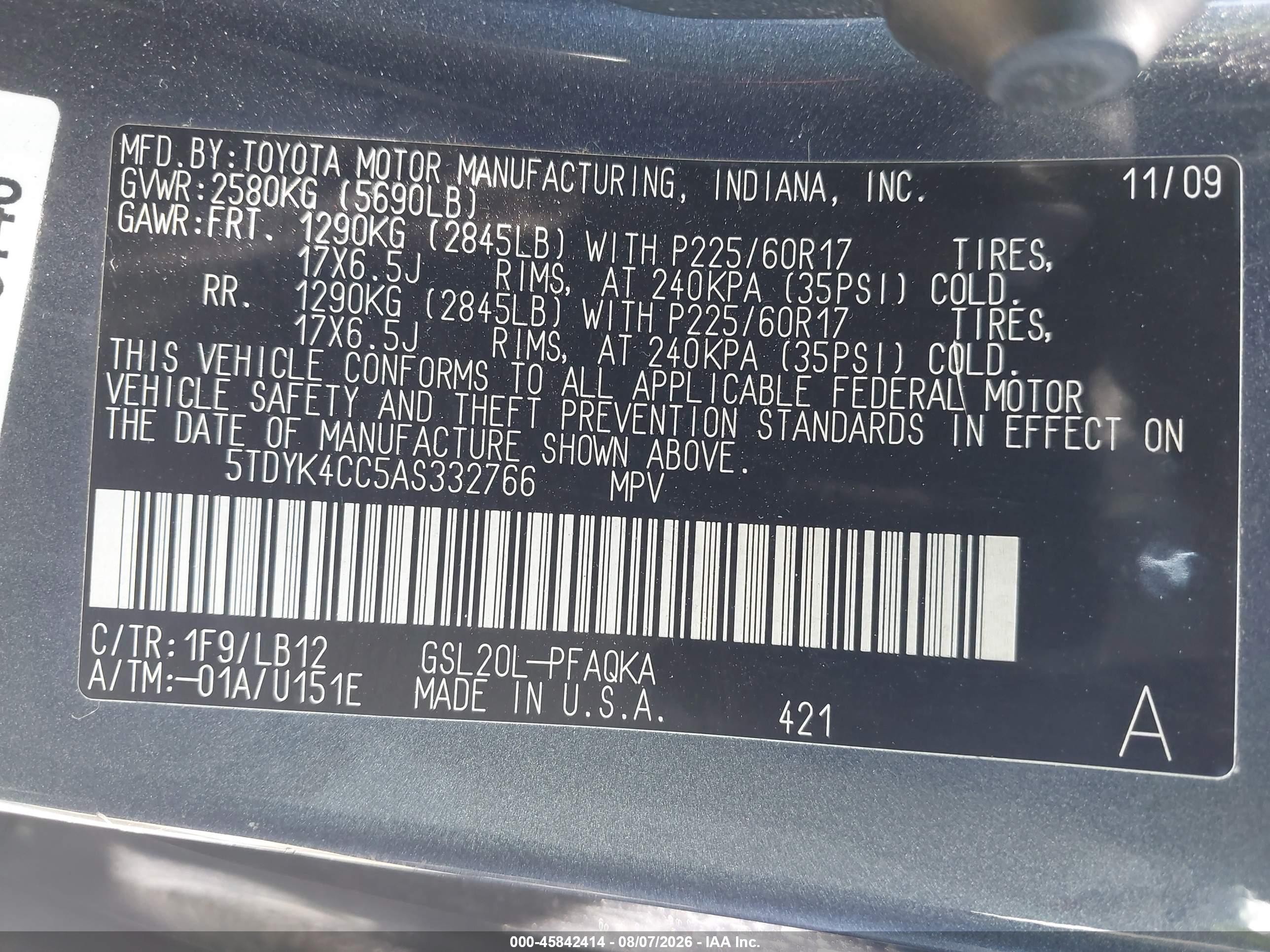 2010 Toyota Sienna Xle Gray vin: 5TDYK4CC5AS332766