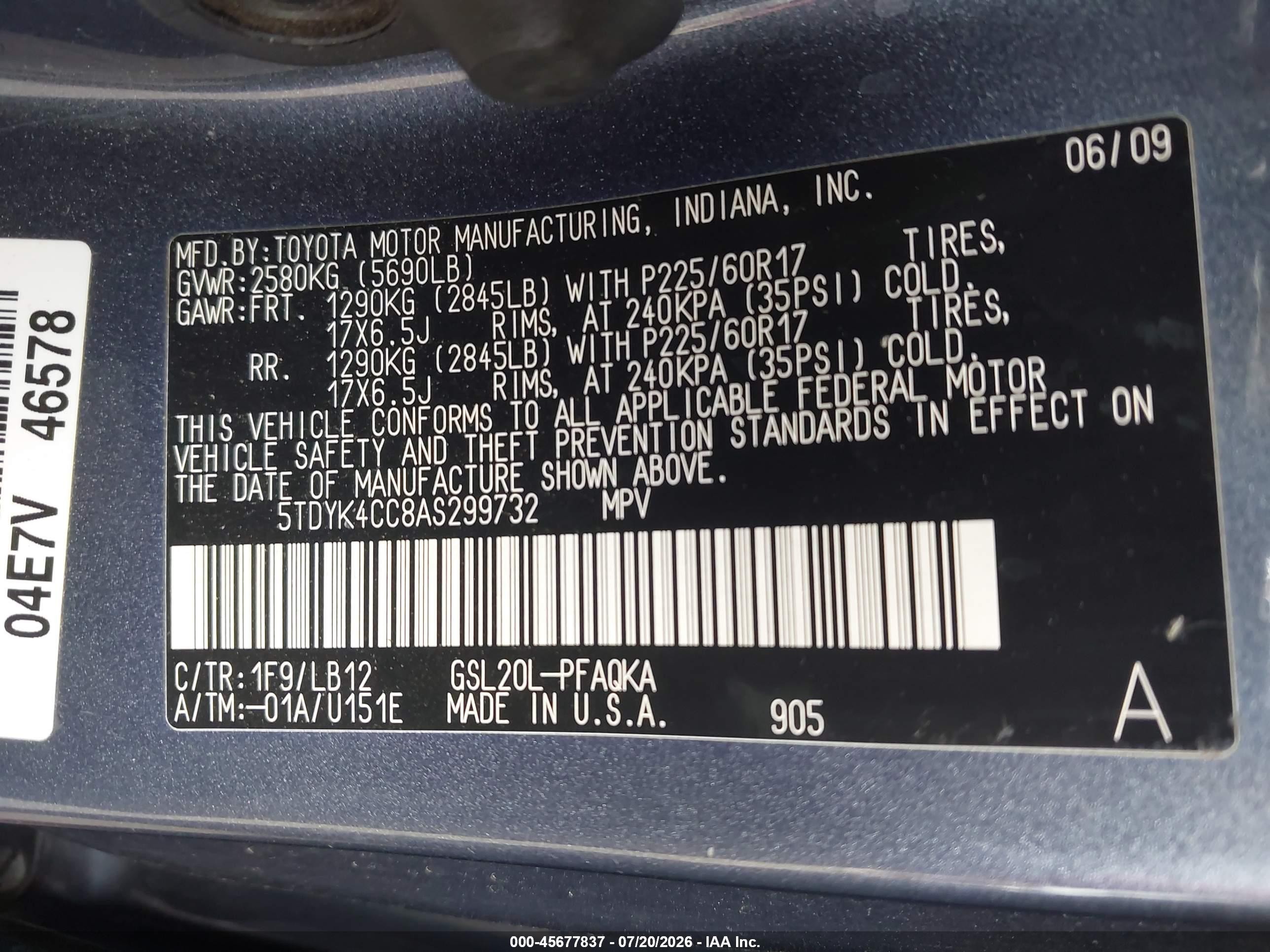 2010 Toyota Sienna Xle Gray vin: 5TDYK4CC8AS299732