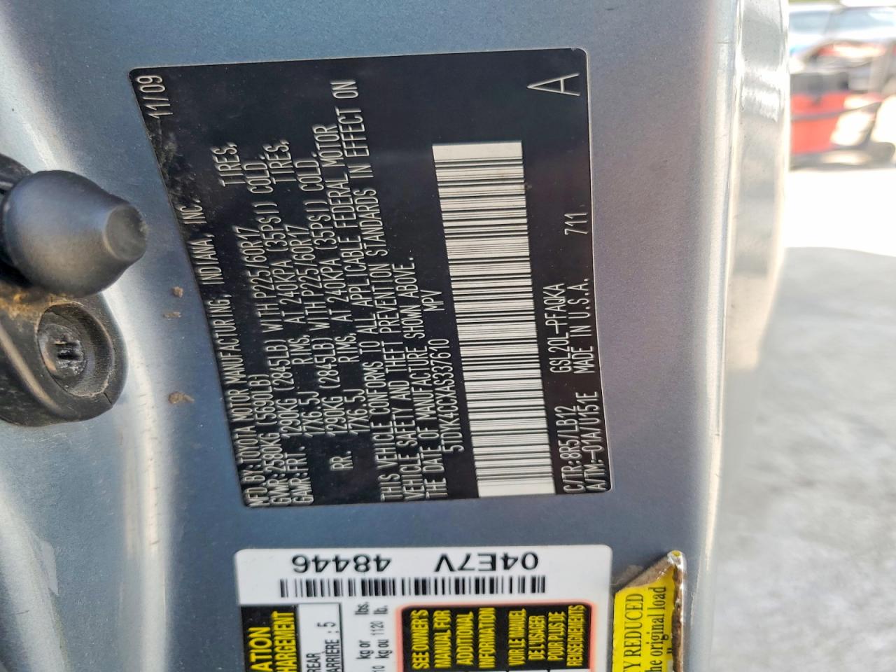 2010 Toyota Sienna Xle Blue vin: 5TDYK4CCXAS337610