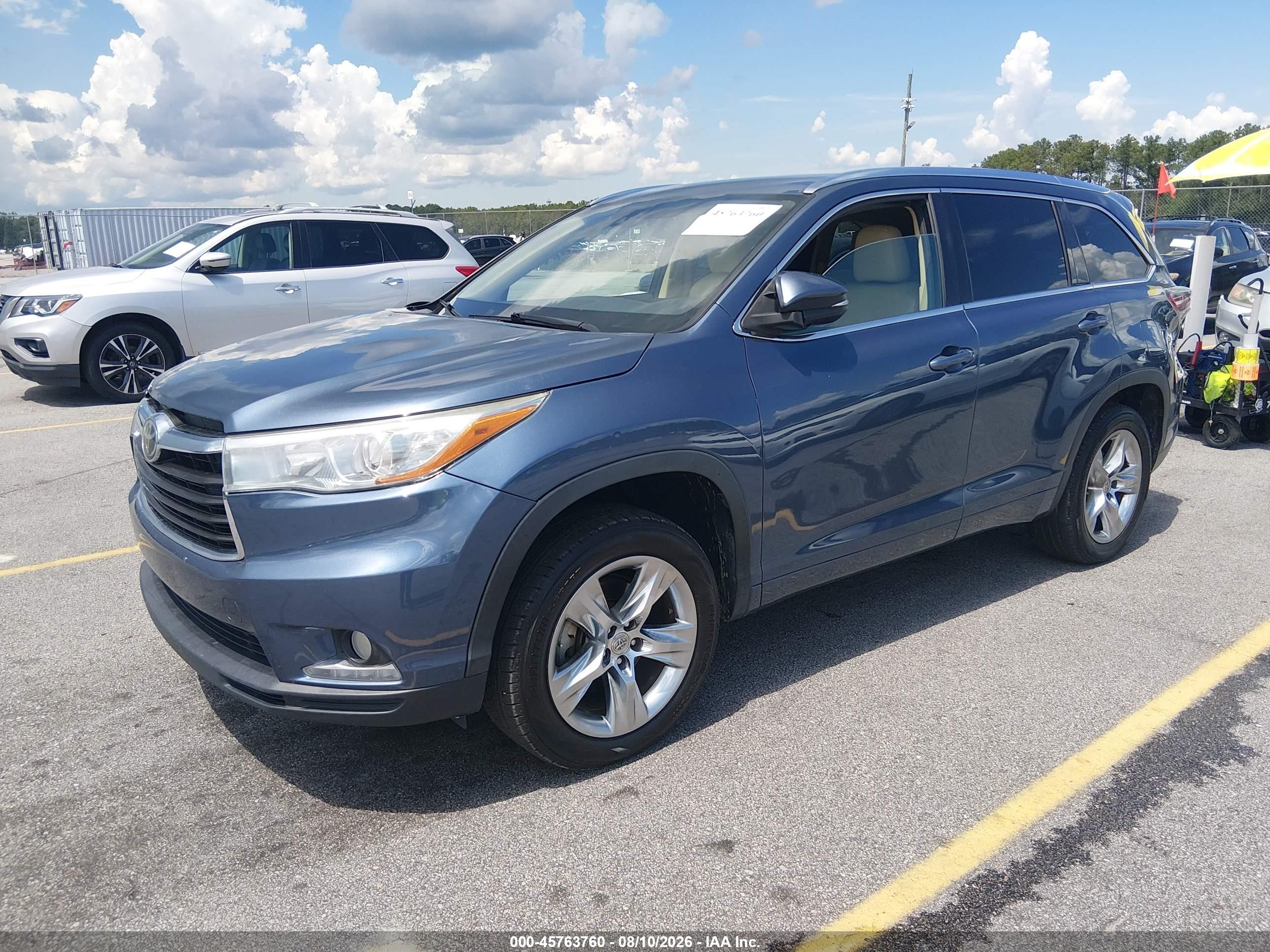 2015 Toyota Highlander Limited V6 Blue vin: 5TDYKRFH2FS108592