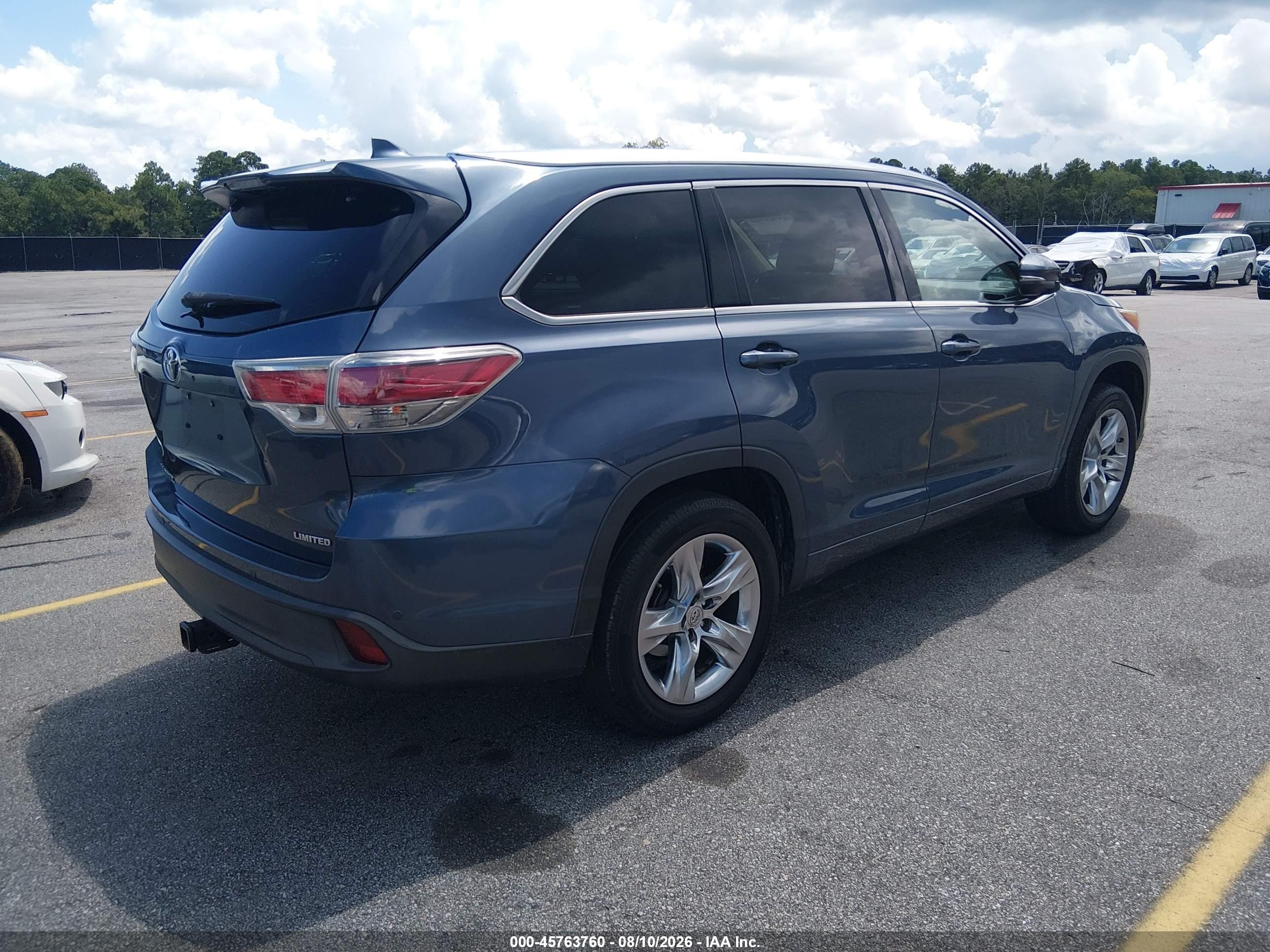 2015 Toyota Highlander Limited V6 Blue vin: 5TDYKRFH2FS108592