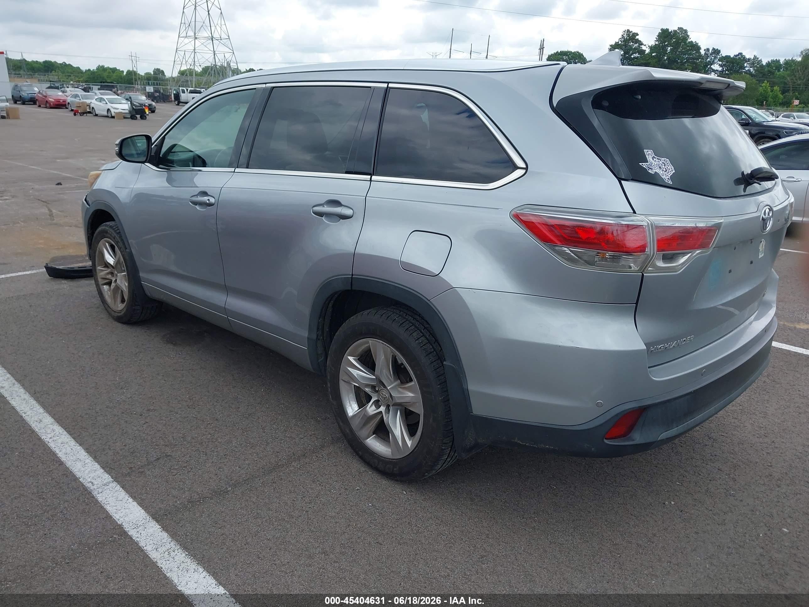 2015 Toyota Highlander Limited V6 Gray vin: 5TDYKRFH3FS038732
