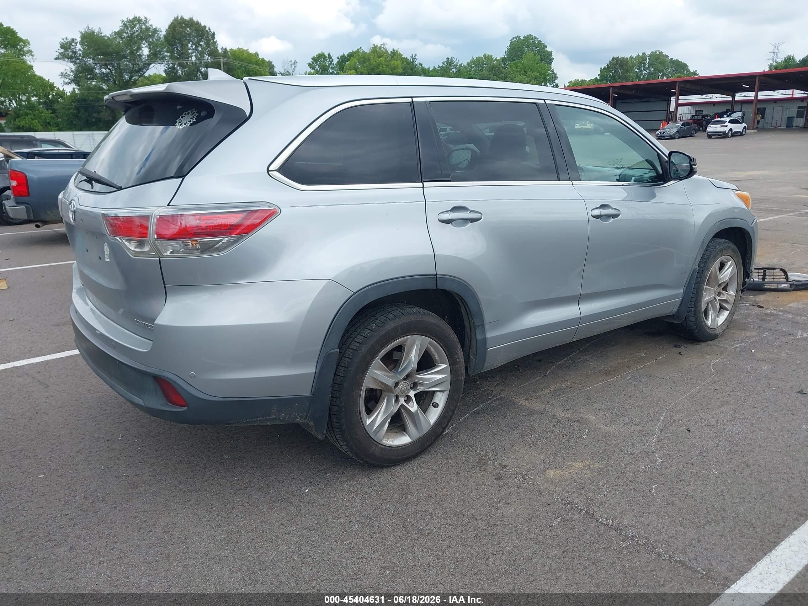 2015 Toyota Highlander Limited V6 Gray vin: 5TDYKRFH3FS038732