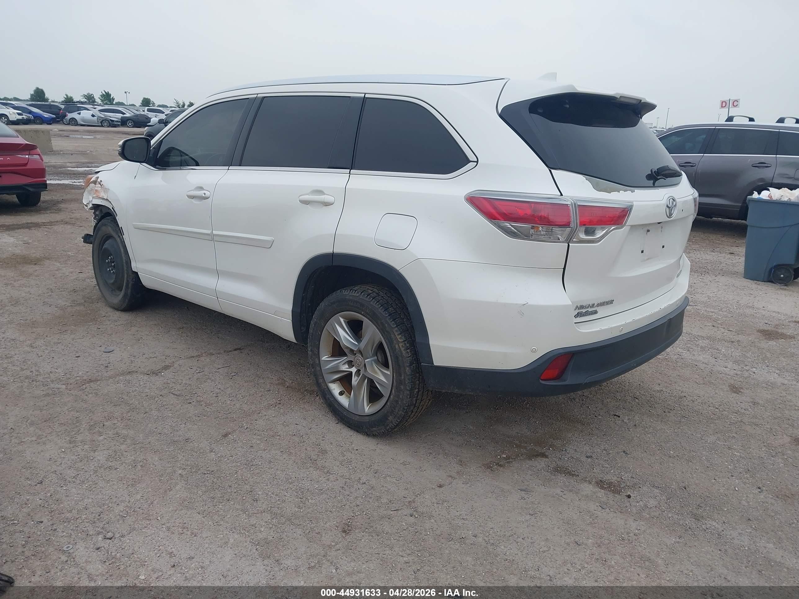 2015 Toyota Highlander Limited V6 Белый vin: 5TDYKRFH3FS062223
