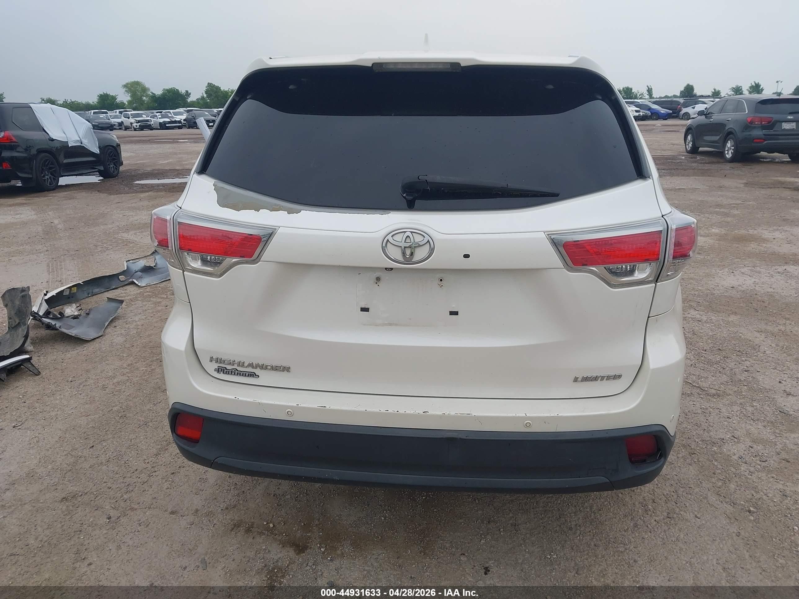 2015 Toyota Highlander Limited V6 Белый vin: 5TDYKRFH3FS062223
