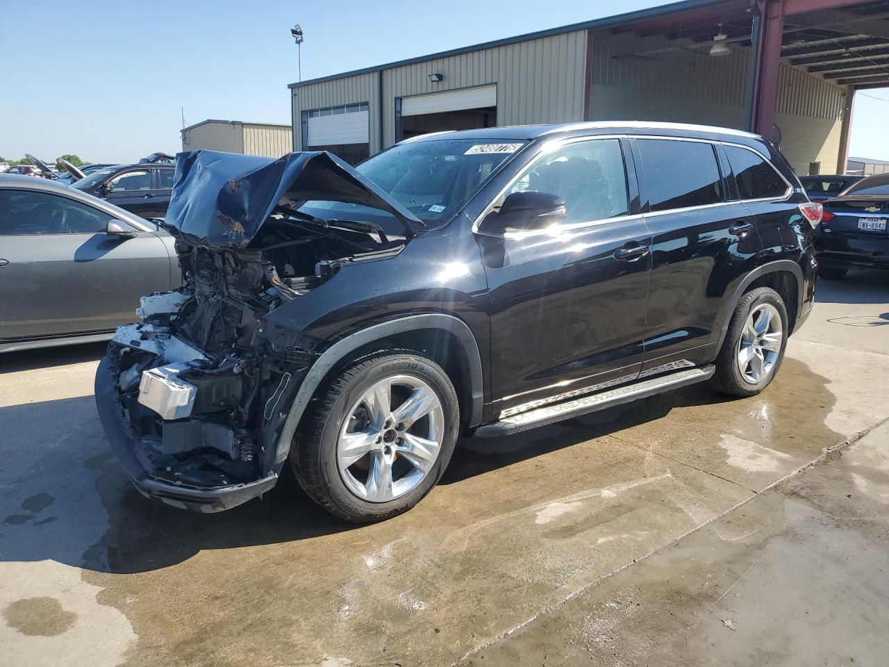 2015 Toyota Highlander Limited Black vin: 5TDYKRFH3FS075845 Damage: Hood, Severe Damage, Replacement Required