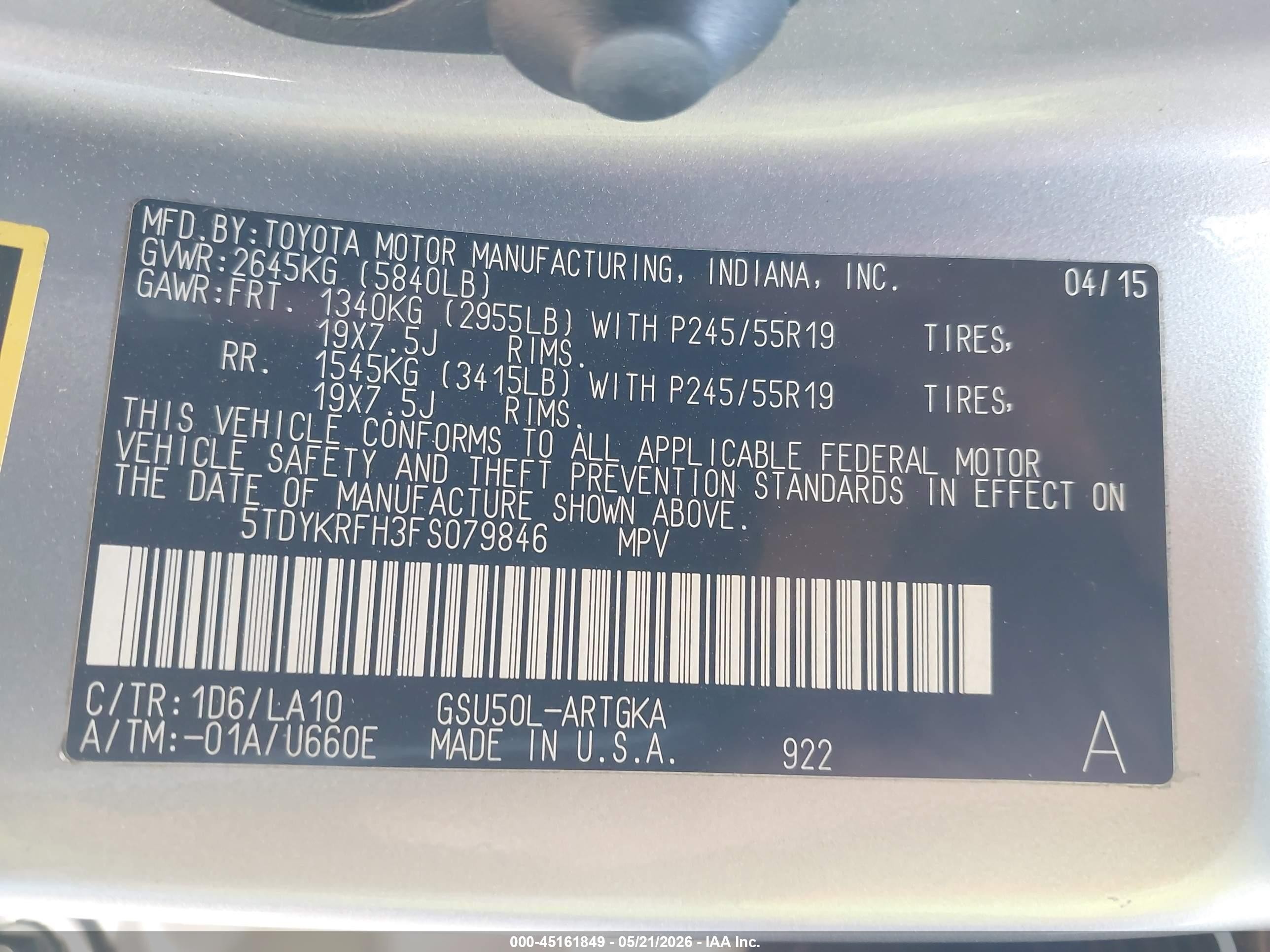 2015 Toyota Highlander Limited V6 Silver vin: 5TDYKRFH3FS079846
