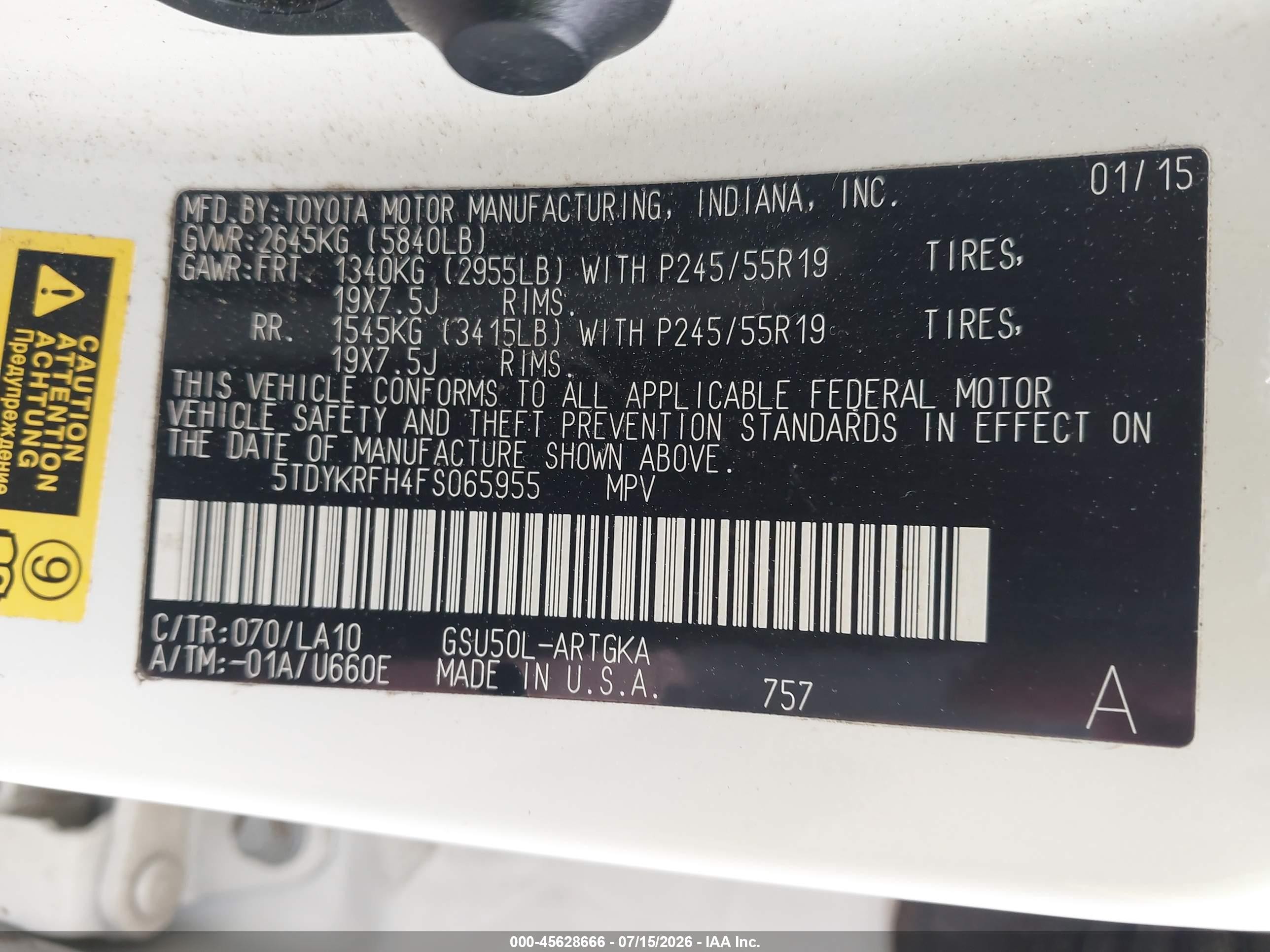 2015 Toyota Highlander Limited Platinum V6 White vin: 5TDYKRFH4FS065955