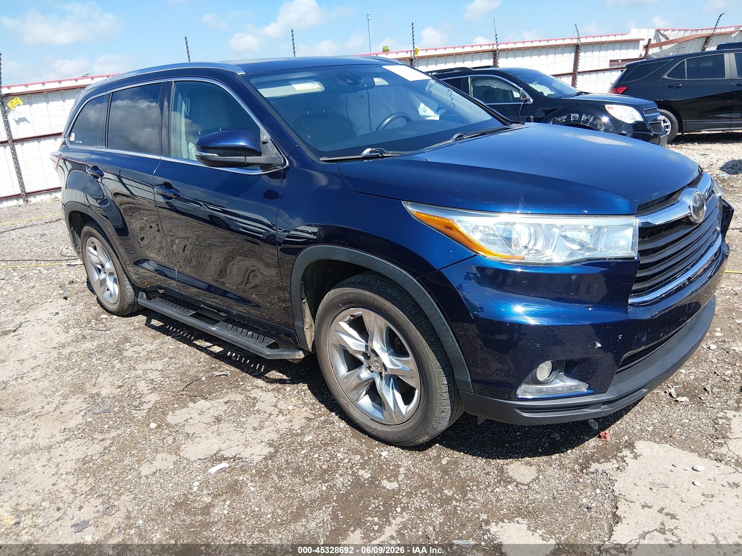 2015 Toyota Highlander Limited V6 Синий vin: 5TDYKRFH5FS040305
