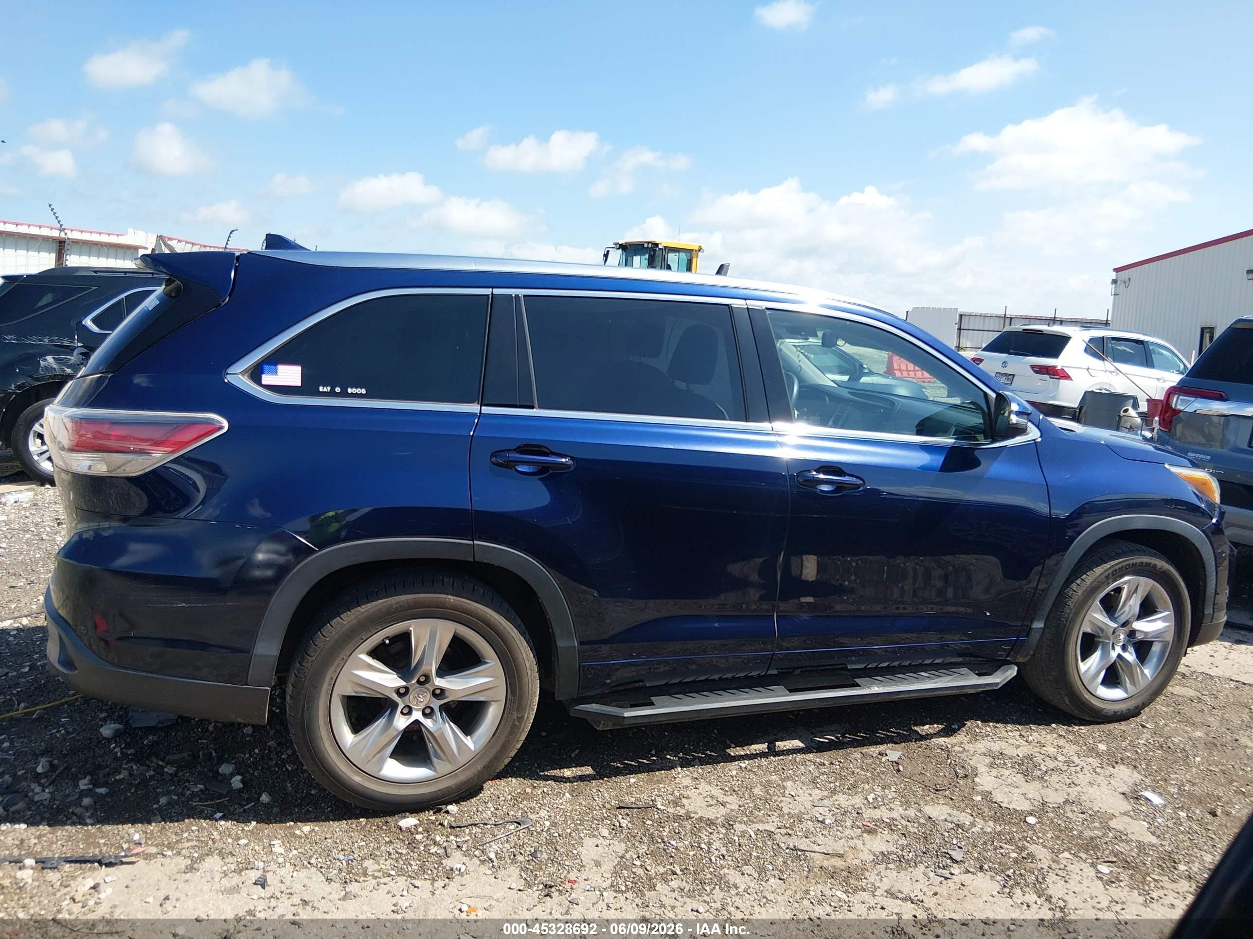 2015 Toyota Highlander Limited V6 Blue vin: 5TDYKRFH5FS040305