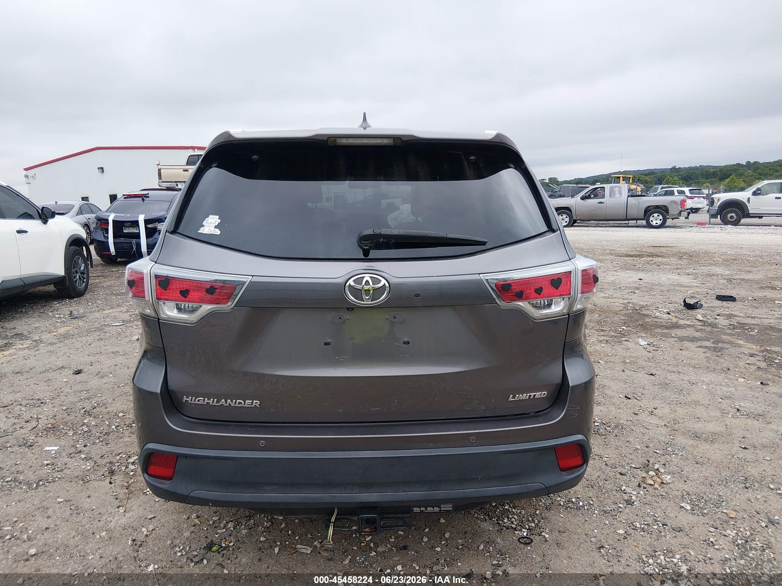 2015 Toyota Highlander Limited V6 Gray vin: 5TDYKRFH5FS112491