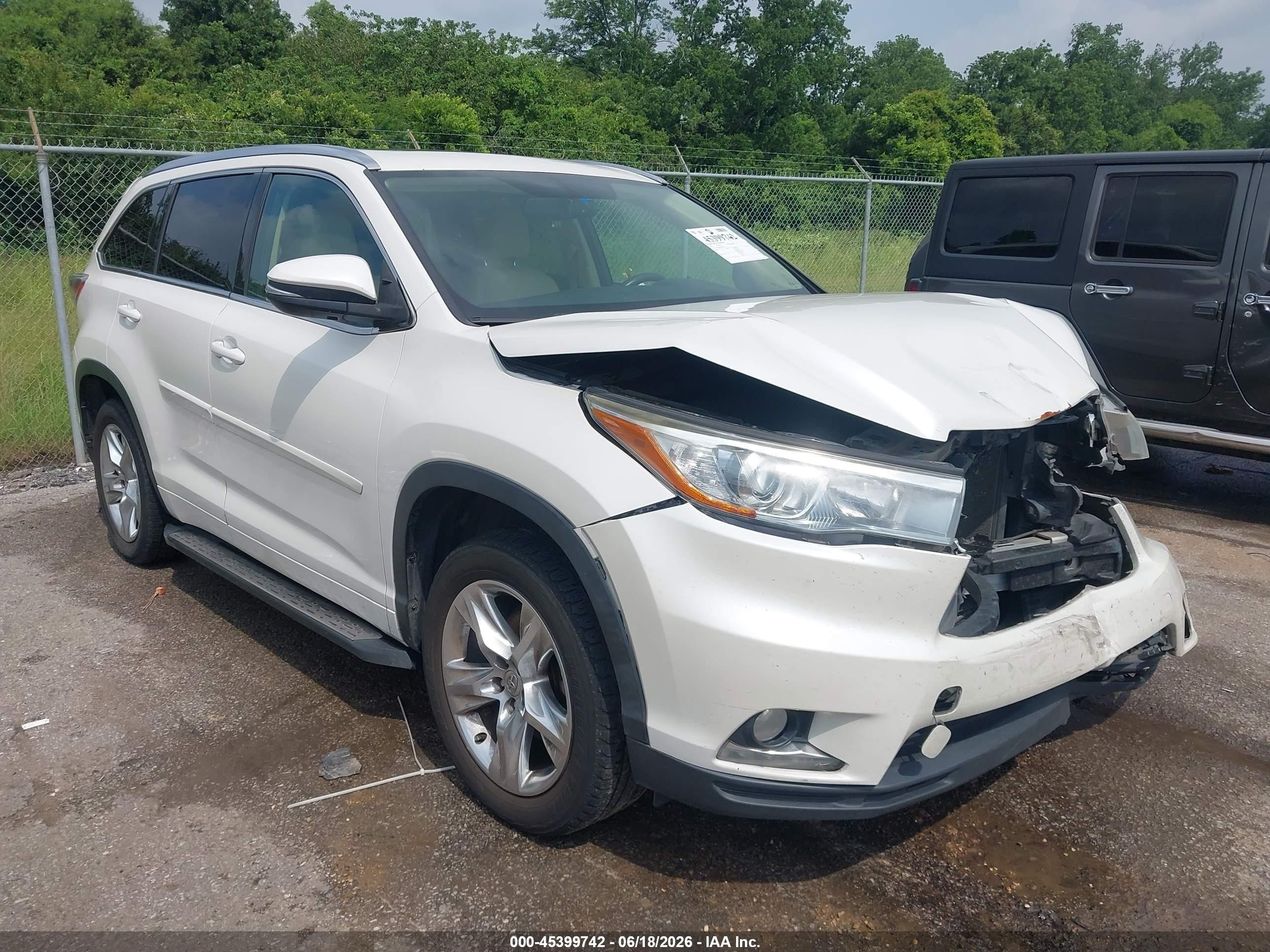 2014 Toyota Highlander Limited V6 White vin: 5TDYKRFH6ES010499