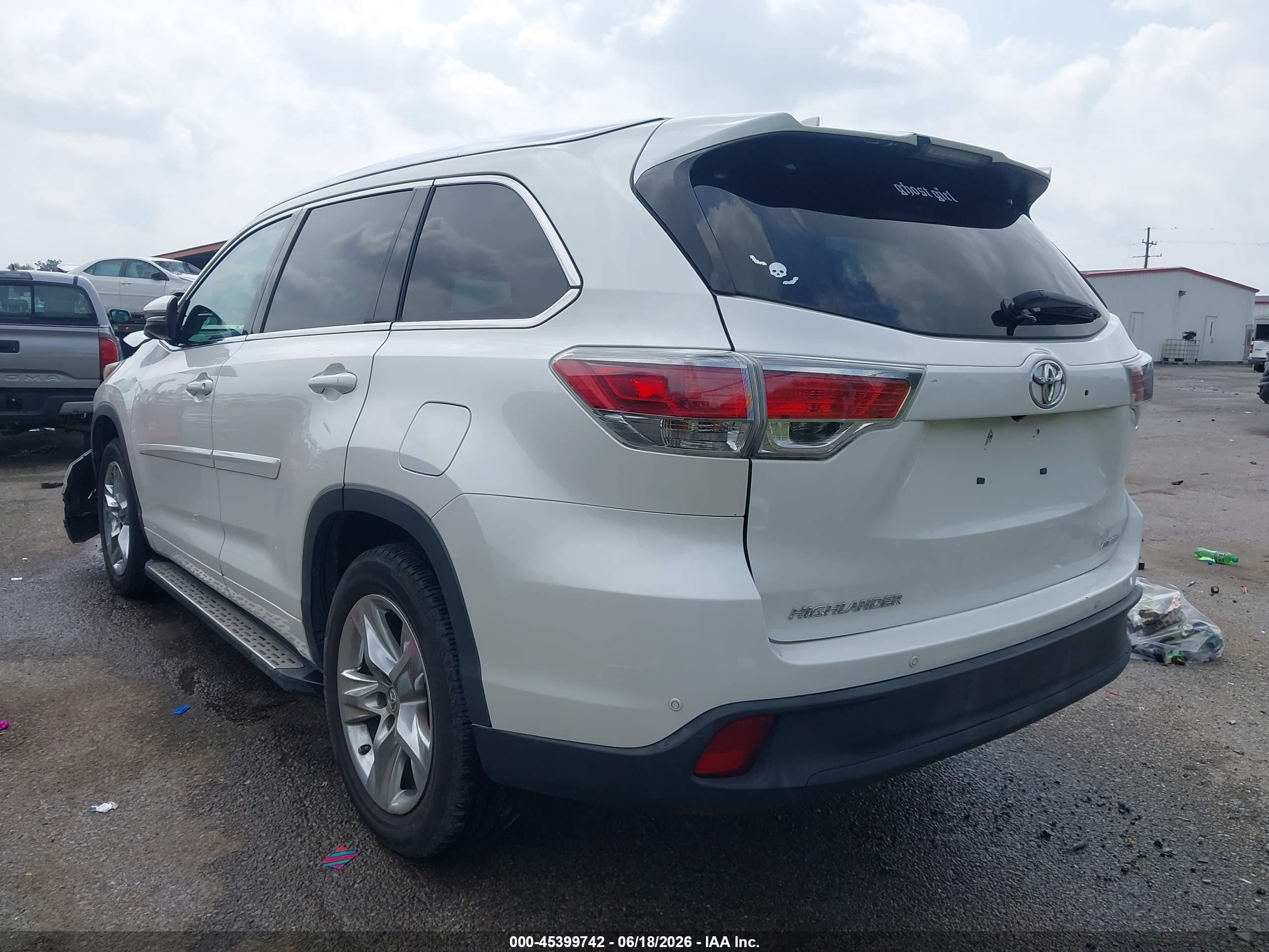 2014 Toyota Highlander Limited V6 White vin: 5TDYKRFH6ES010499