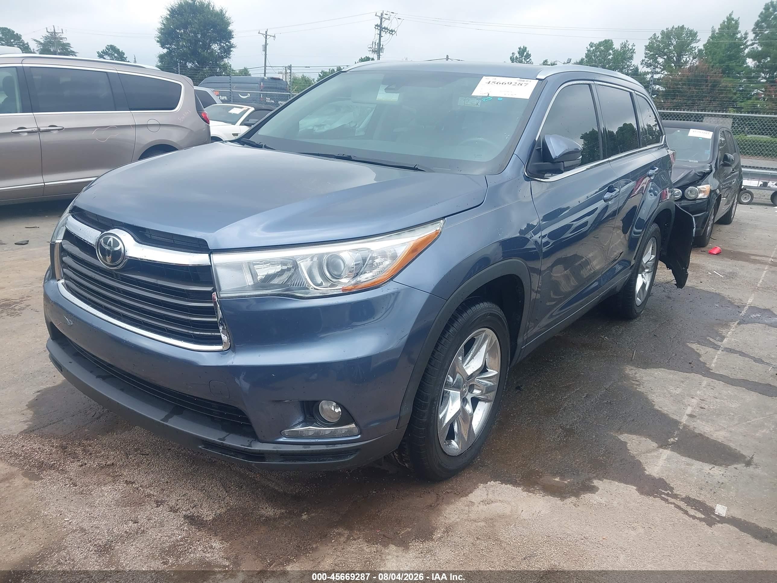 2015 Toyota Highlander Limited V6 Синий vin: 5TDYKRFH6FS069005