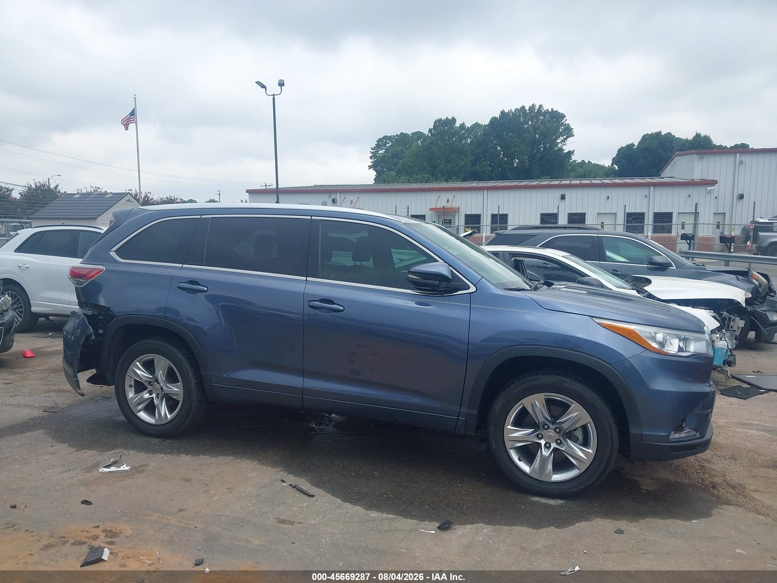 2015 Toyota Highlander Limited V6 Синий vin: 5TDYKRFH6FS069005