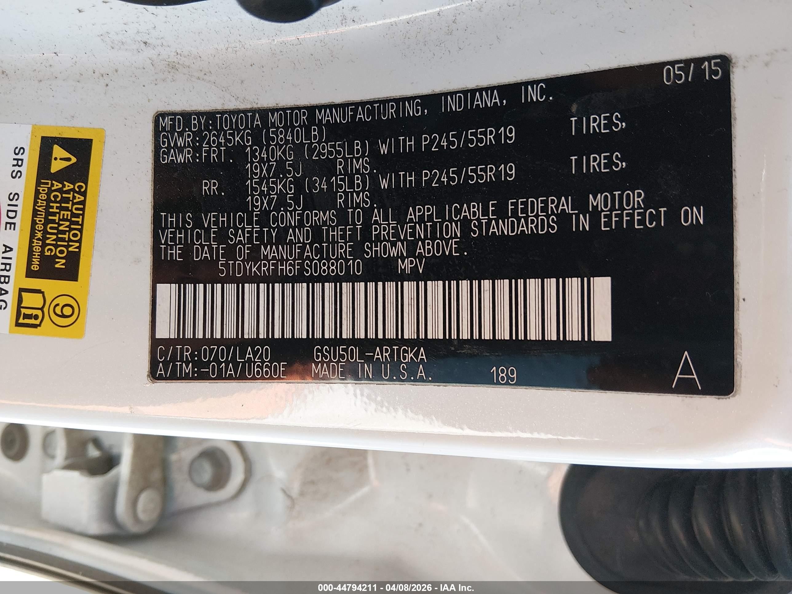 2015 Toyota Highlander Limited V6 White vin: 5TDYKRFH6FS088010