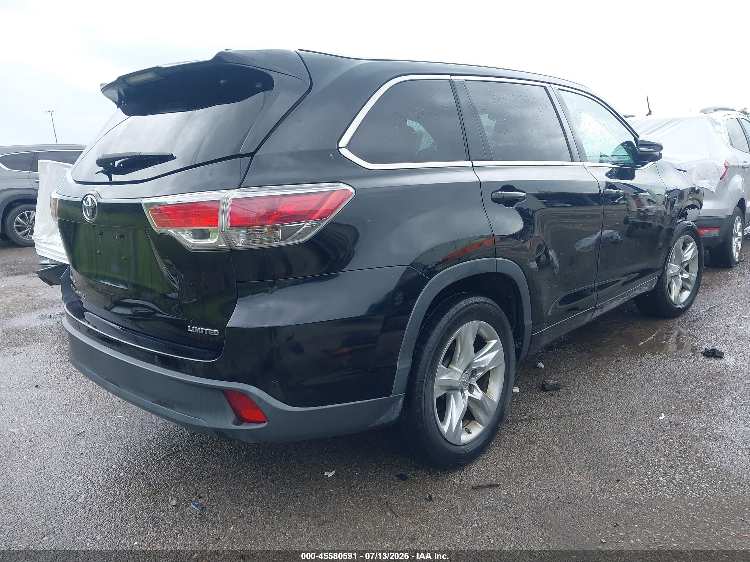 2014 Toyota Highlander Limited V6 Black vin: 5TDYKRFH7ES017963