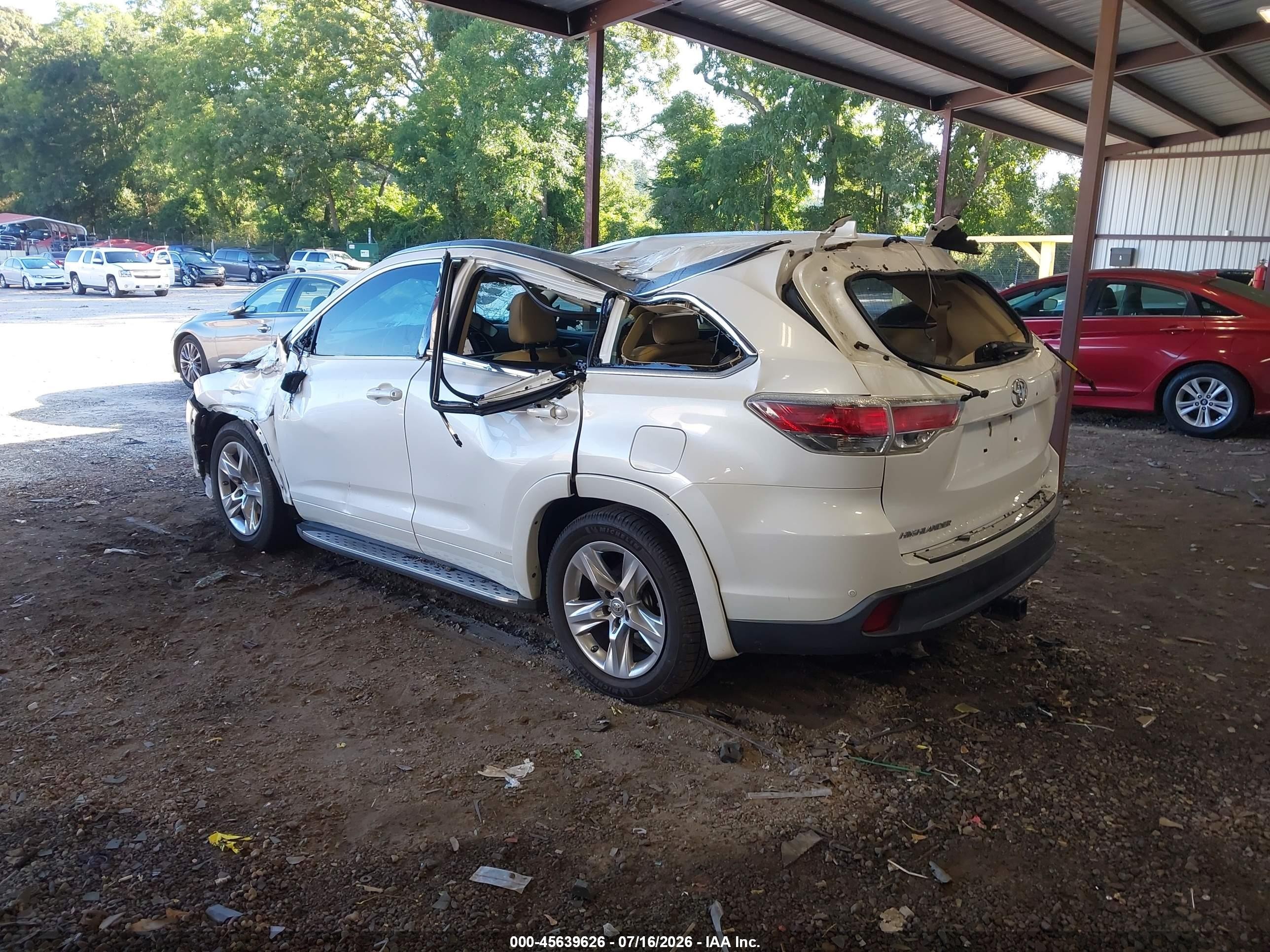 2015 Toyota Highlander Limited V6 Белый vin: 5TDYKRFH7FS104280