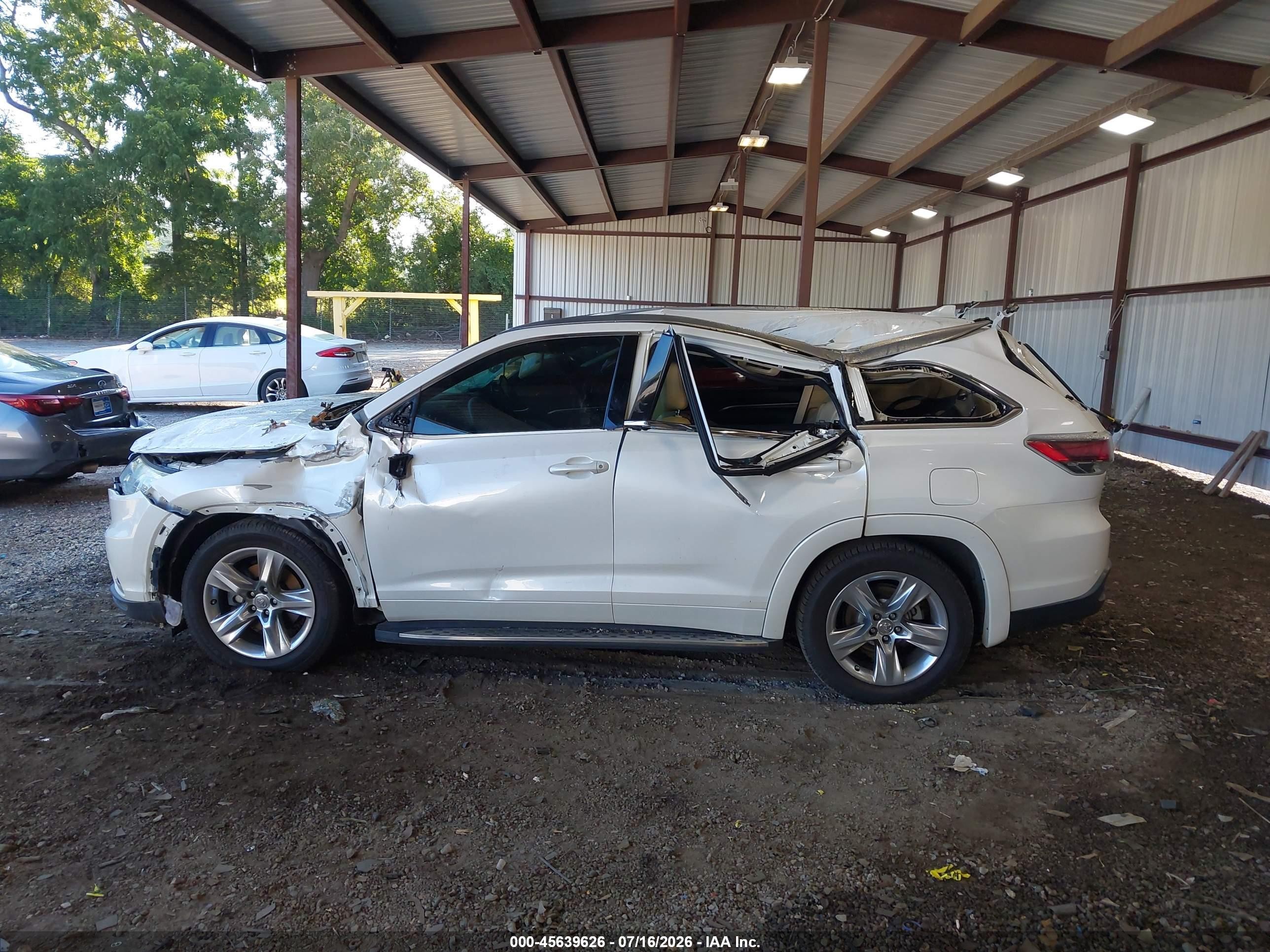2015 Toyota Highlander Limited V6 Белый vin: 5TDYKRFH7FS104280