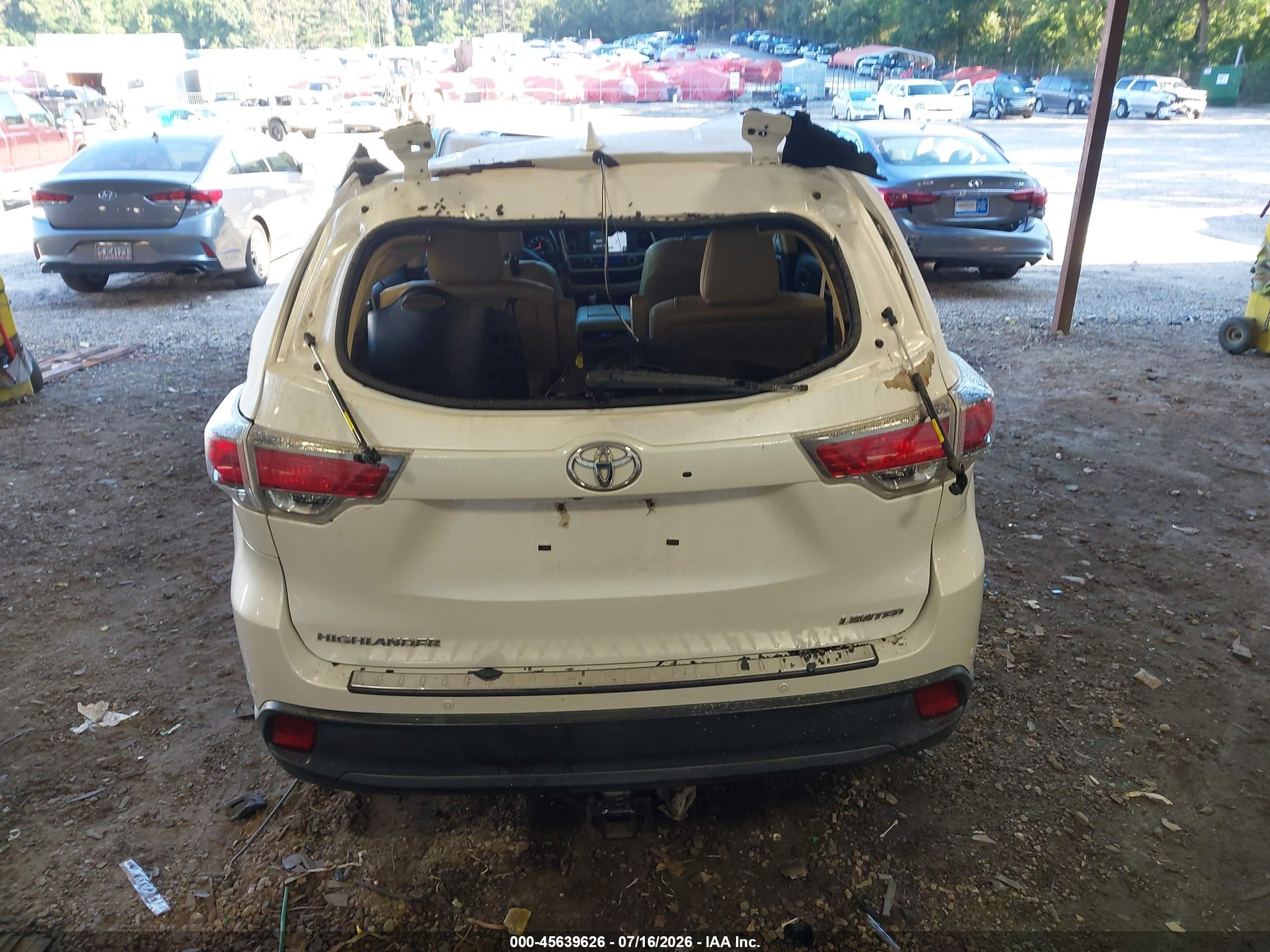 2015 Toyota Highlander Limited V6 Белый vin: 5TDYKRFH7FS104280