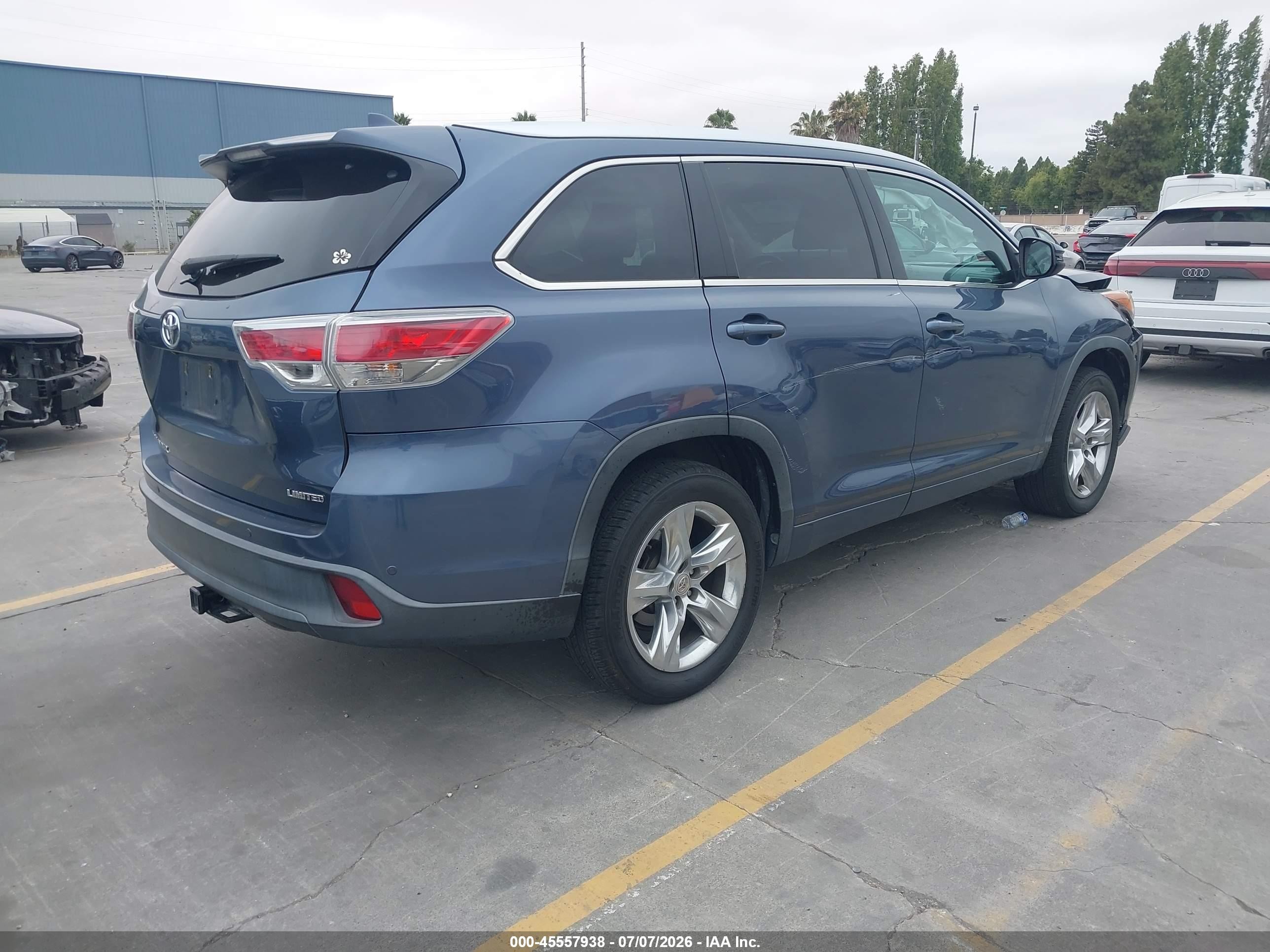 2014 Toyota Highlander Limited V6 Blue vin: 5TDYKRFH8ES011699