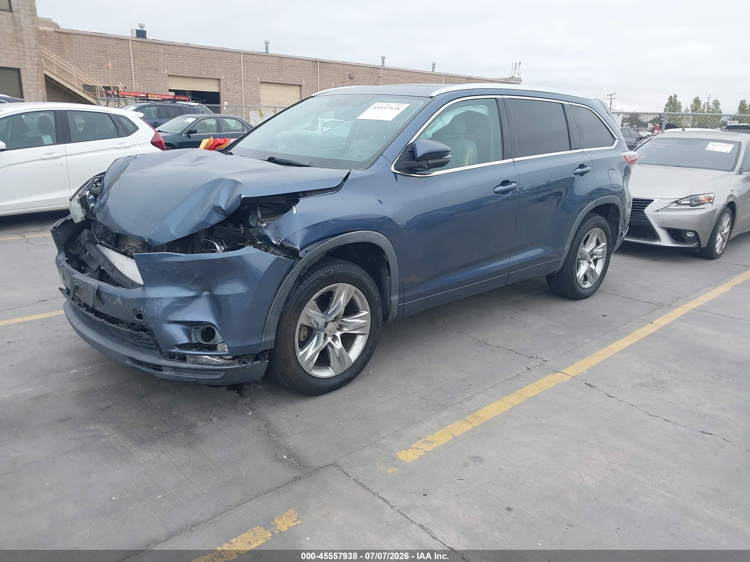 2014 Toyota Highlander Limited V6 Blue vin: 5TDYKRFH8ES011699