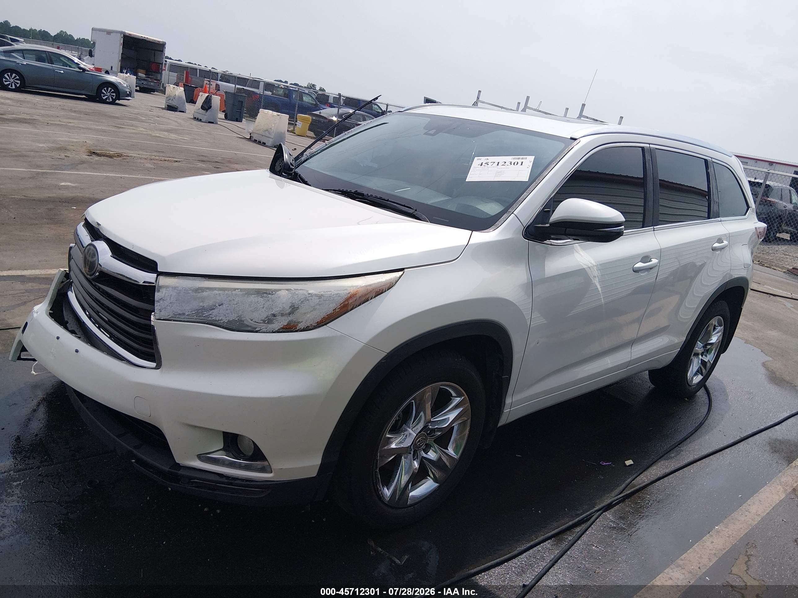 2014 Toyota Highlander Limited V6 White vin: 5TDYKRFH9ES012098
