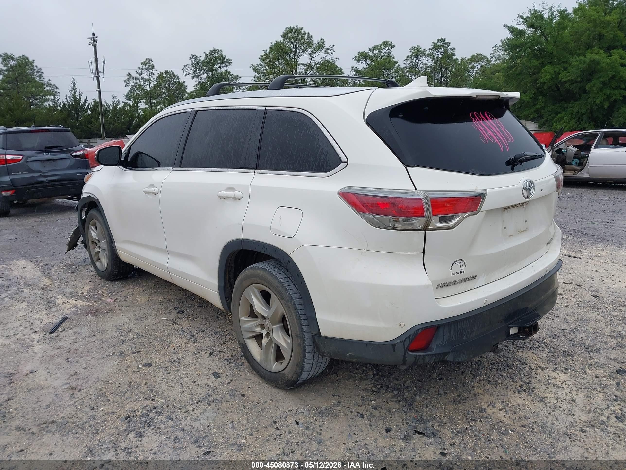 2014 Toyota Highlander Limited V6 White vin: 5TDYKRFH9ES025174