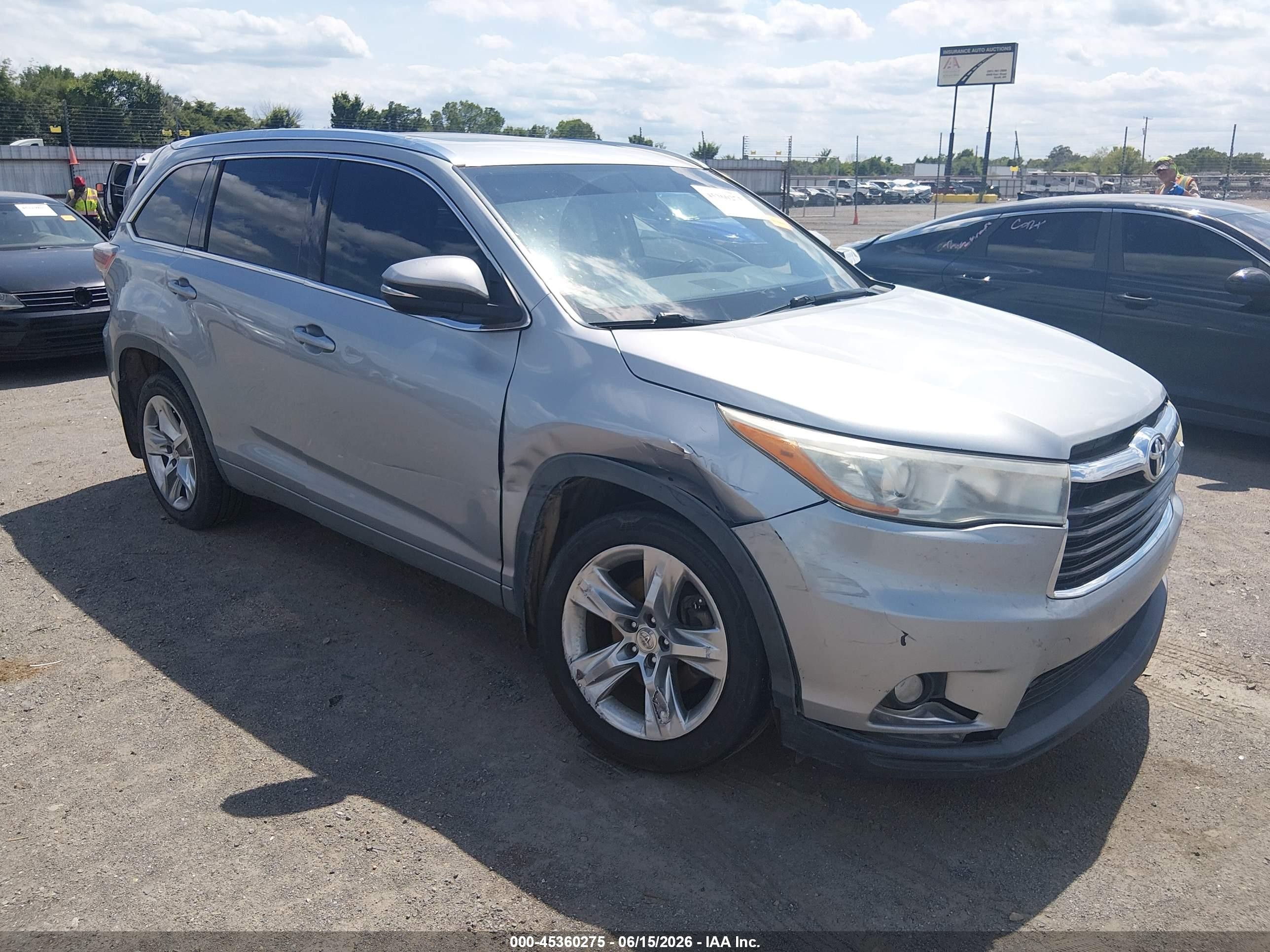 2015 Toyota Highlander Limited V6 Silver vin: 5TDYKRFH9FS053302