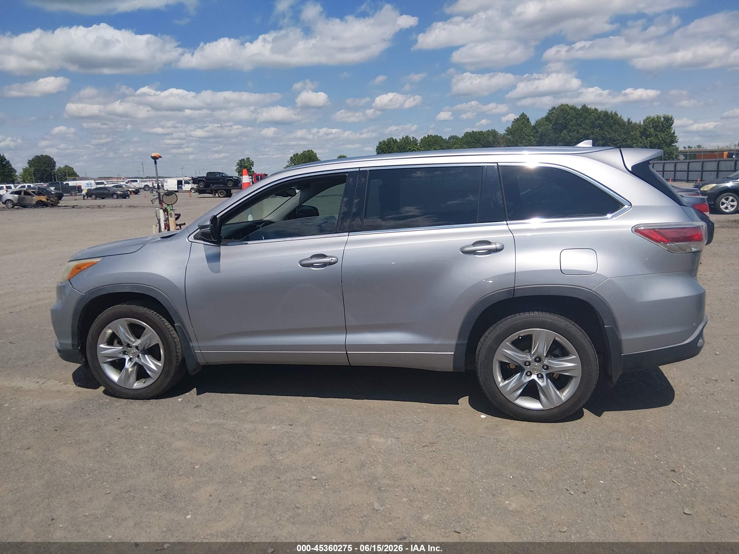 2015 Toyota Highlander Limited V6 Silver vin: 5TDYKRFH9FS053302