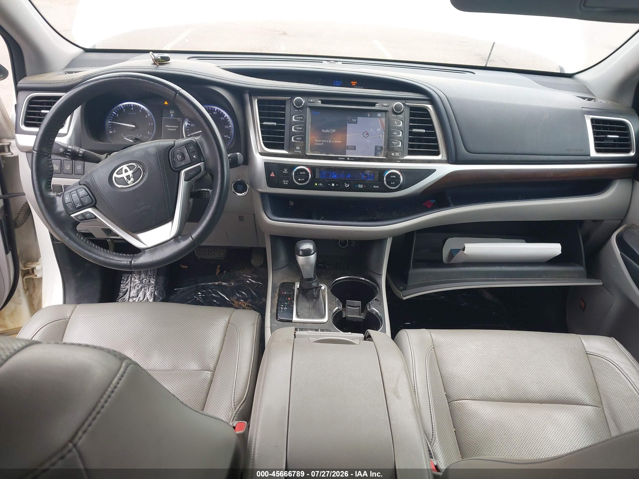 2015 Toyota Highlander Limited V6 White vin: 5TDYKRFH9FS074621