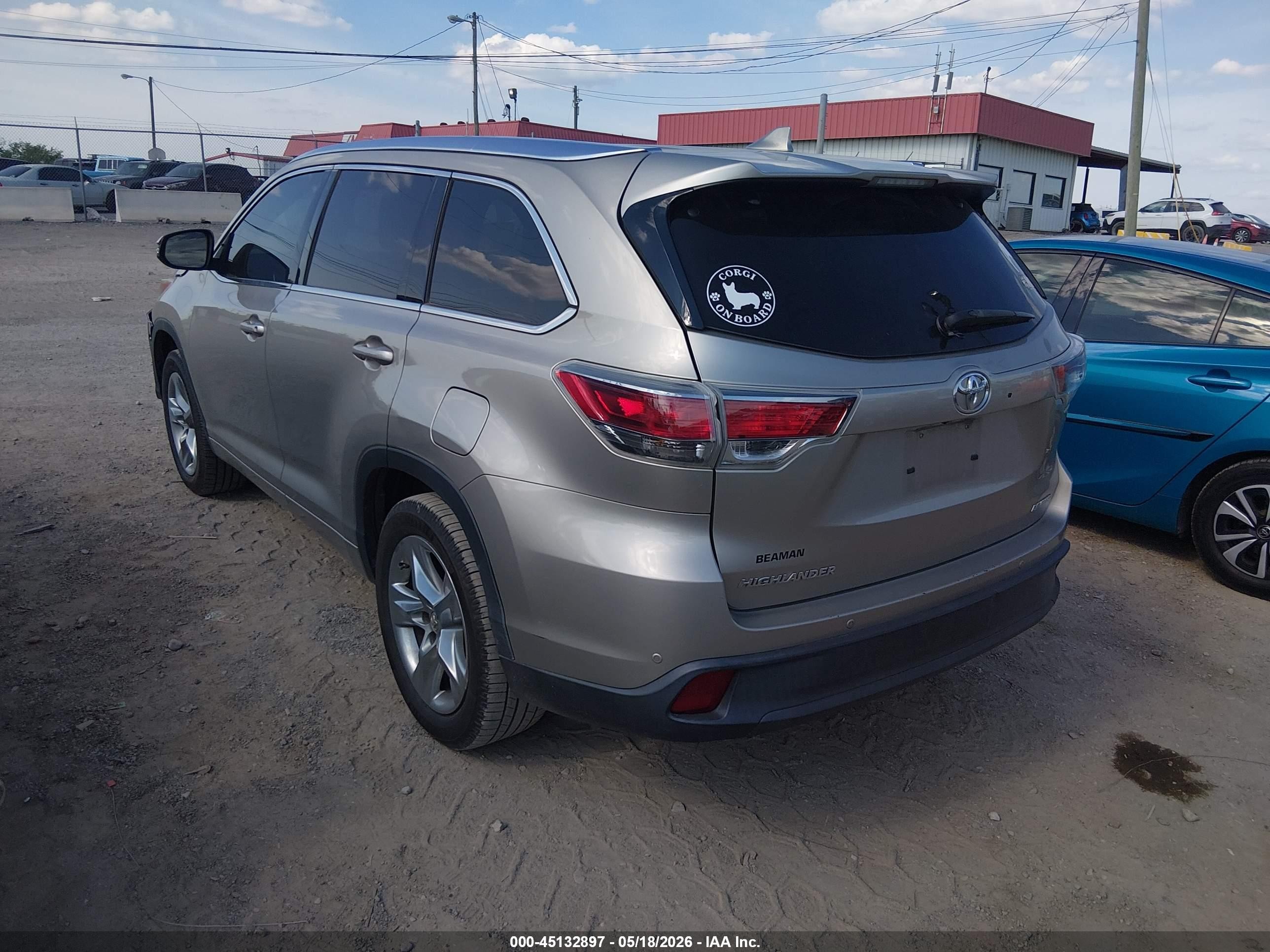 2015 Toyota Highlander Limited V6 Gold vin: 5TDYKRFH9FS080838
