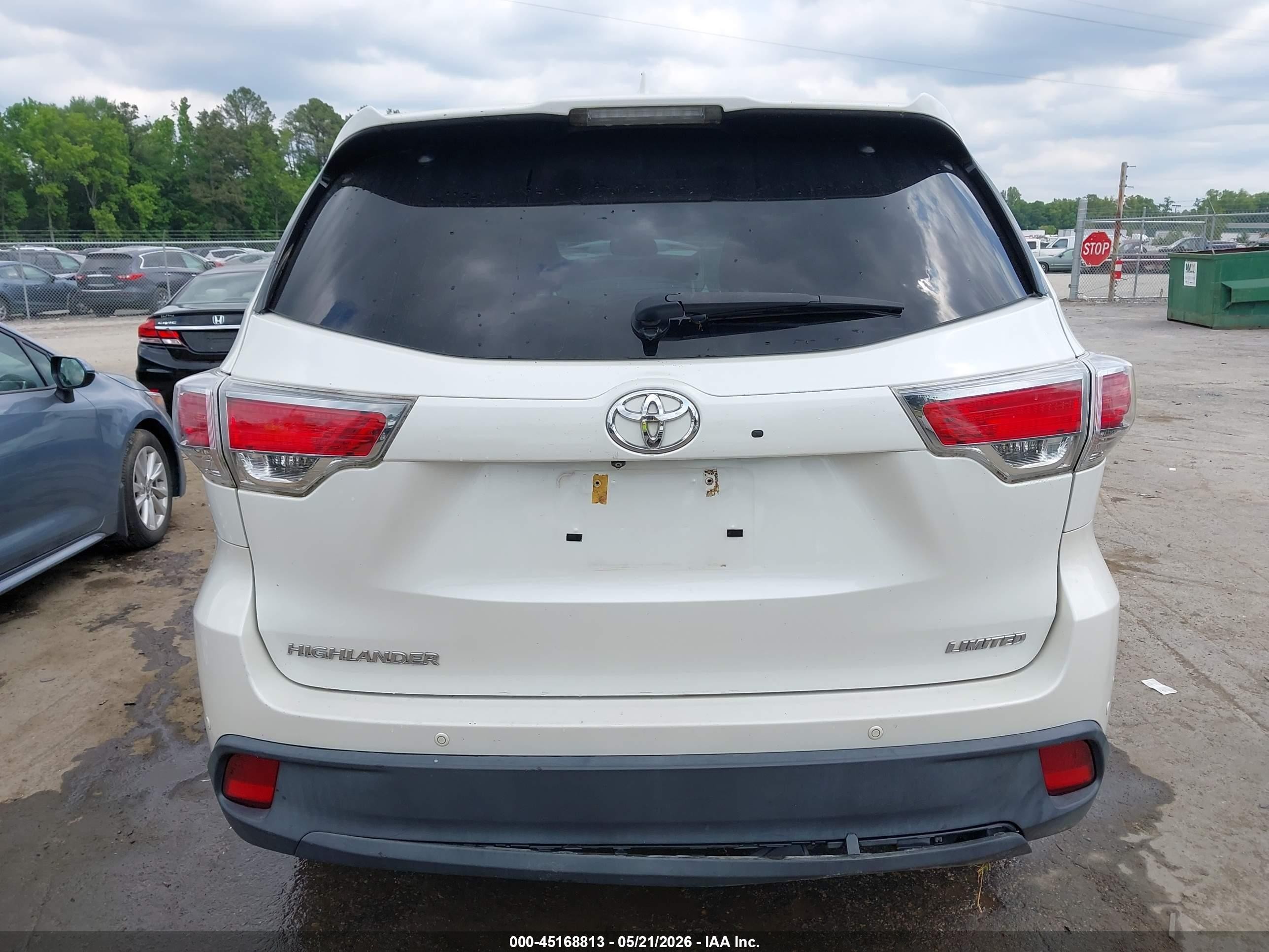 2016 Toyota Highlander Limited V6 Белый vin: 5TDYKRFH9GS181377