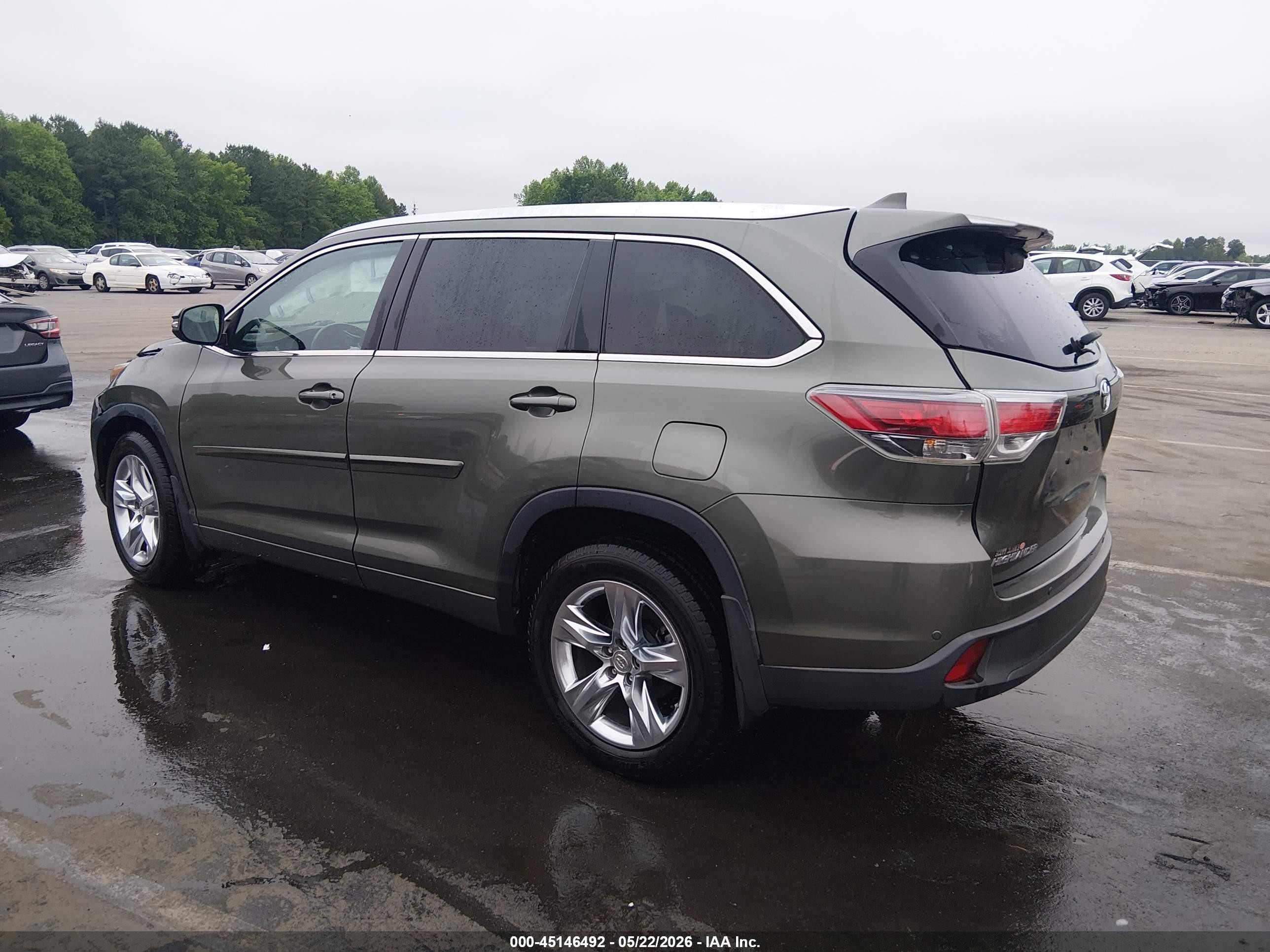 2014 Toyota Highlander Limited V6 Green vin: 5TDYKRFHXES018914
