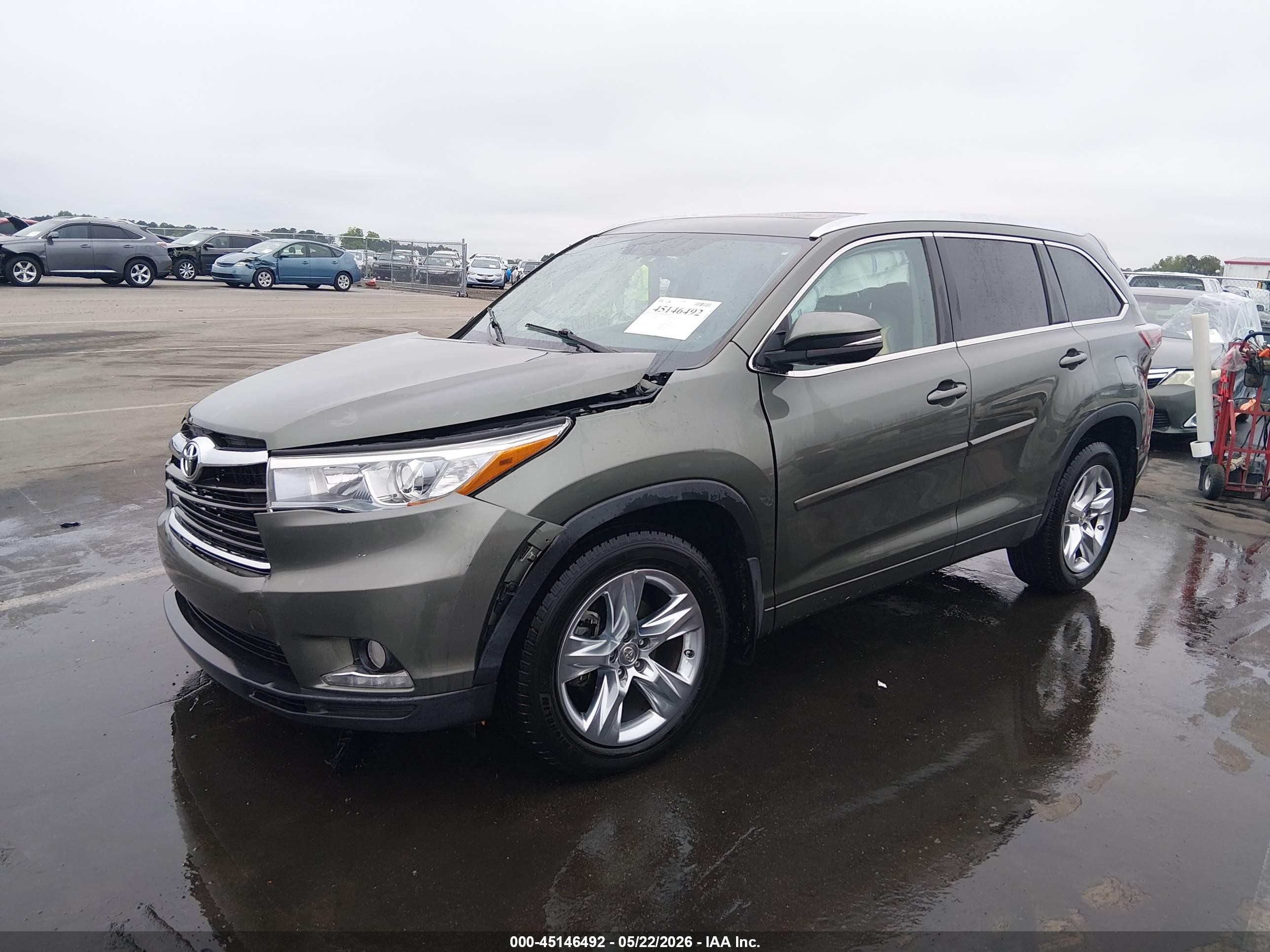 2014 Toyota Highlander Limited V6 Green vin: 5TDYKRFHXES018914