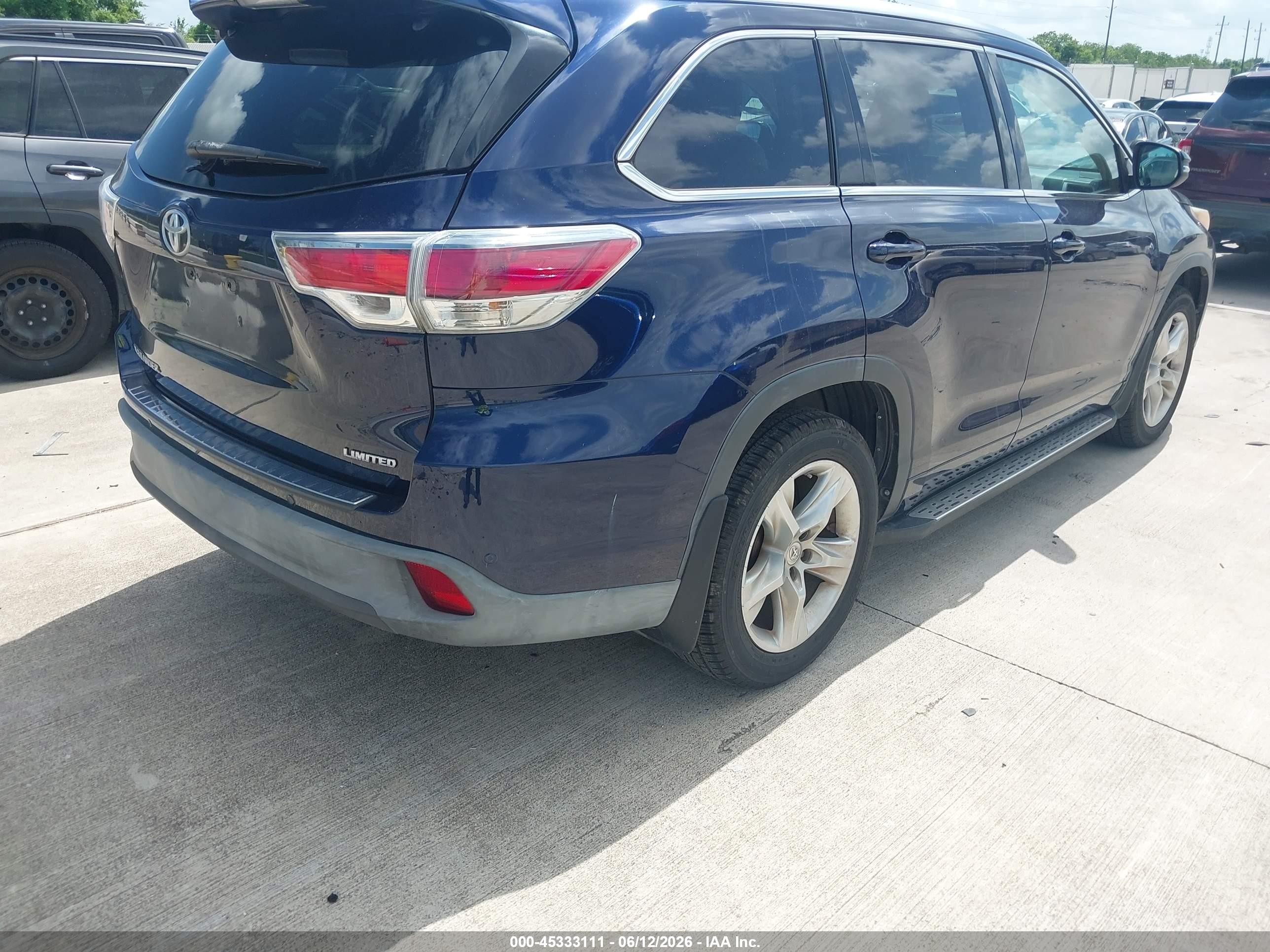 2015 Toyota Highlander Limited V6 Blue vin: 5TDYKRFHXFS096546