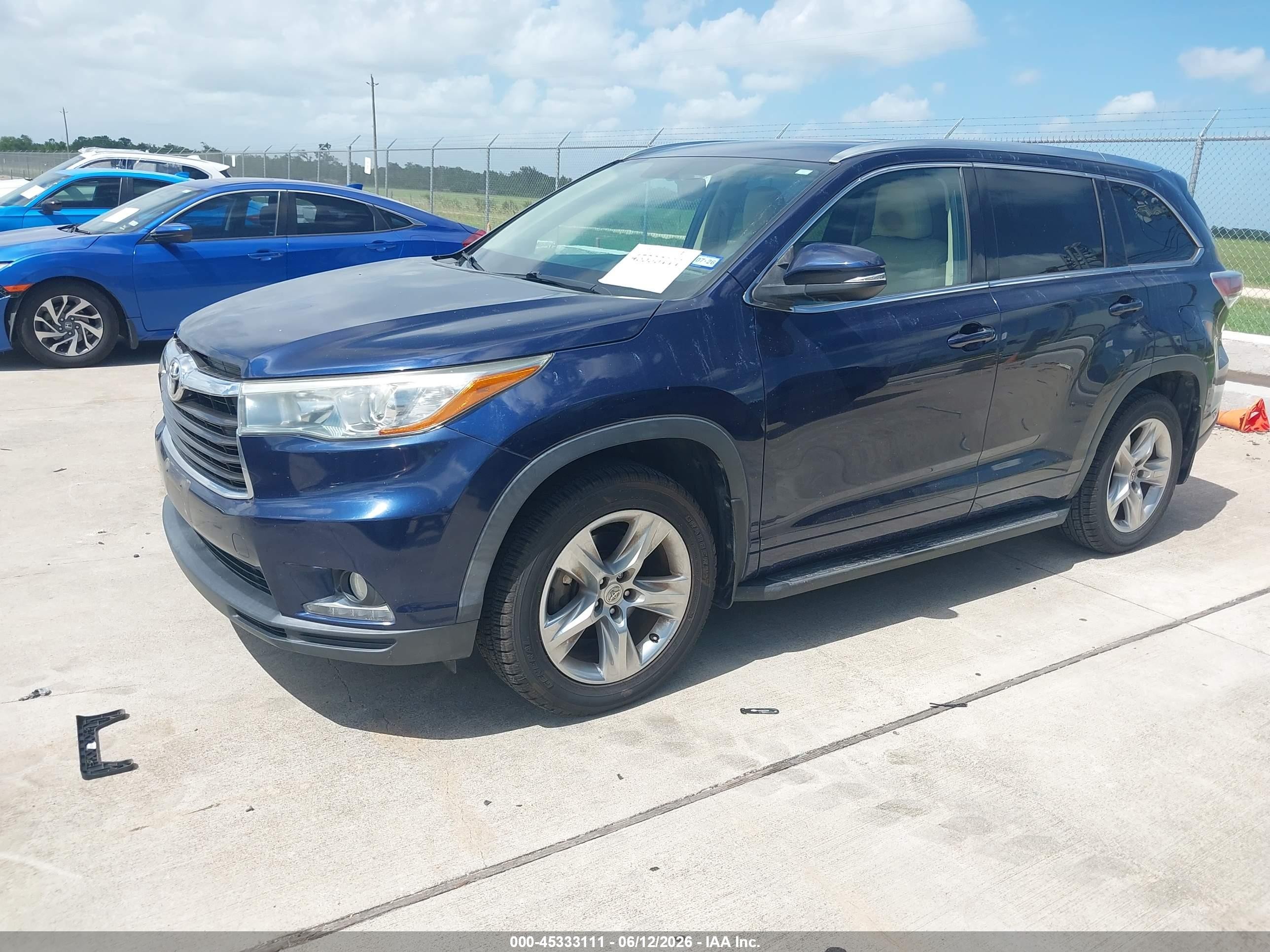 2015 Toyota Highlander Limited V6 Blue vin: 5TDYKRFHXFS096546