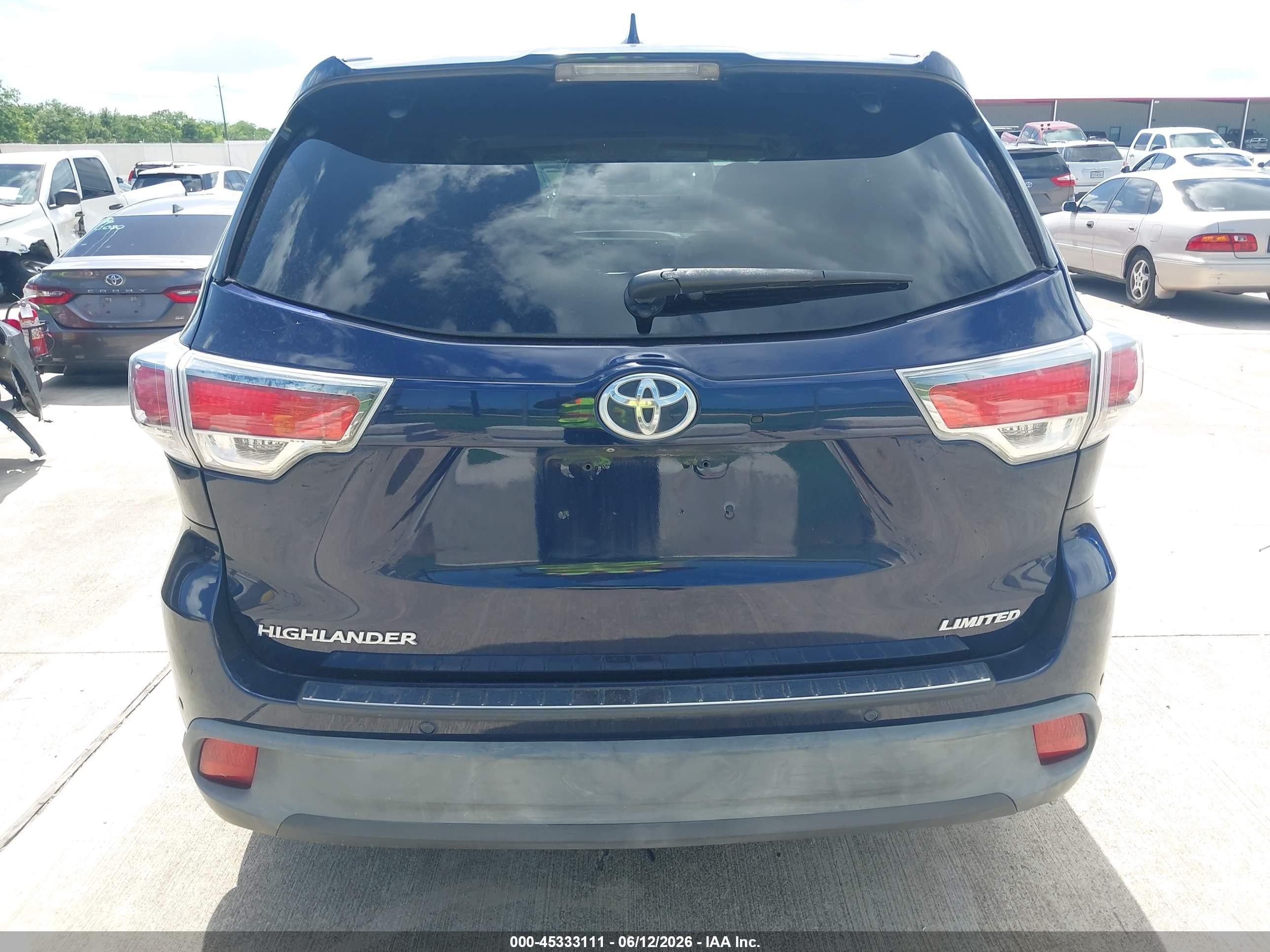 2015 Toyota Highlander Limited V6 Blue vin: 5TDYKRFHXFS096546