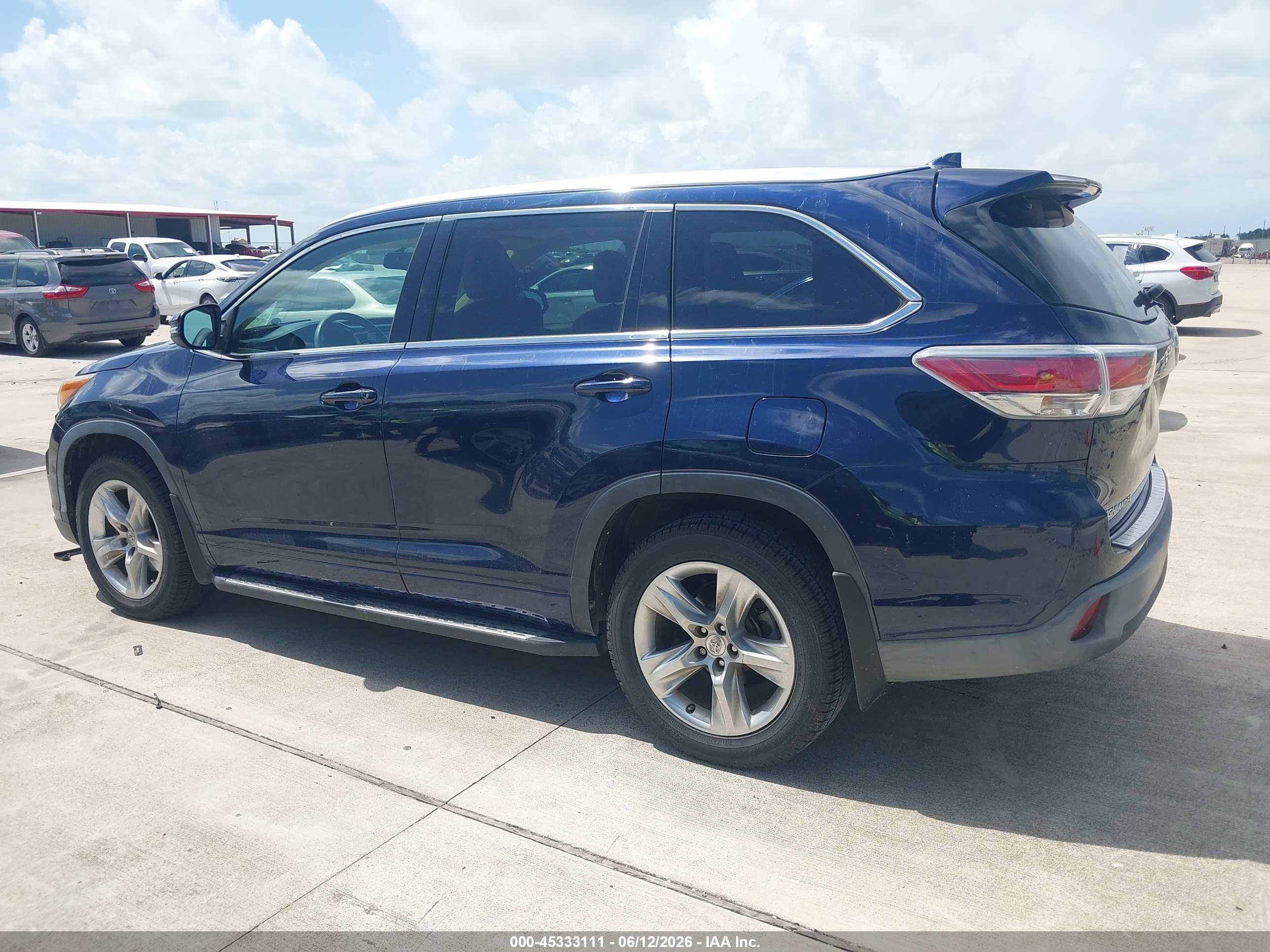 2015 Toyota Highlander Limited V6 Blue vin: 5TDYKRFHXFS096546