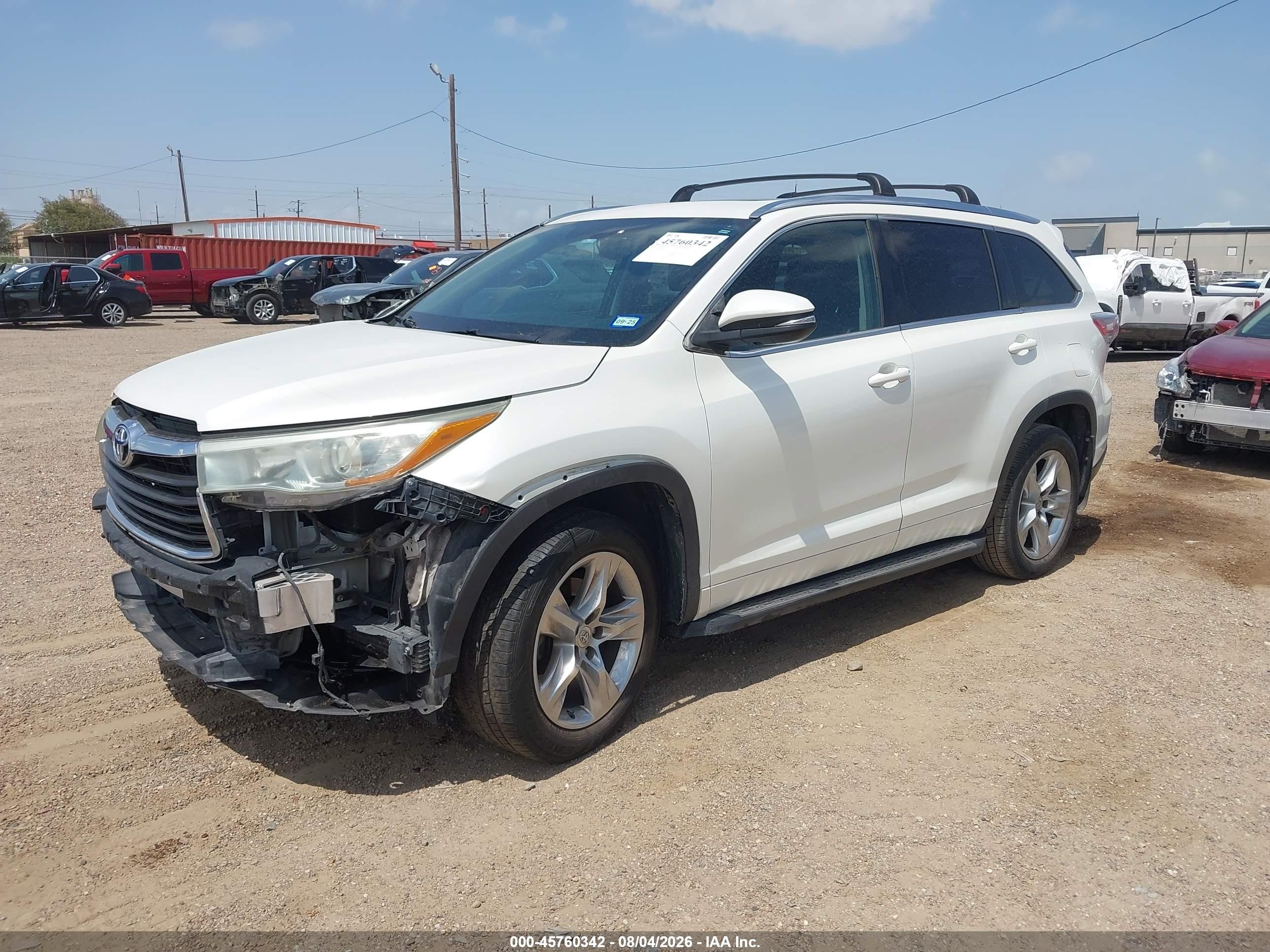 2015 Toyota Highlander Limited V6 White vin: 5TDYKRFHXFS105648