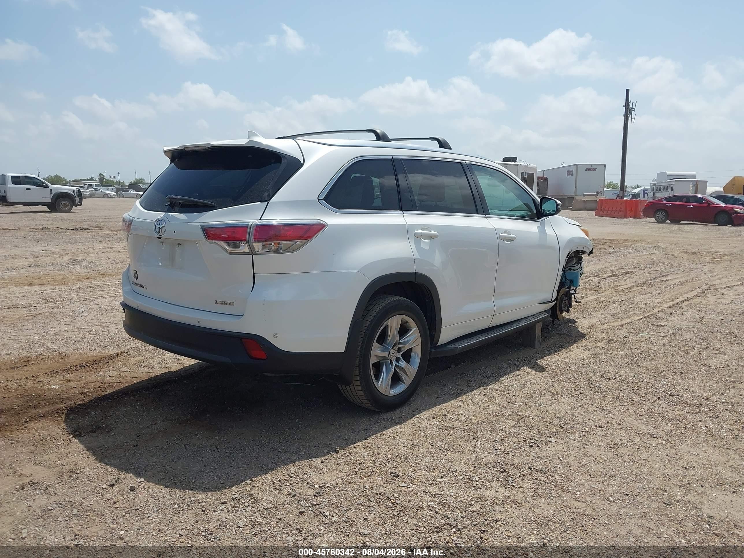 2015 Toyota Highlander Limited V6 White vin: 5TDYKRFHXFS105648